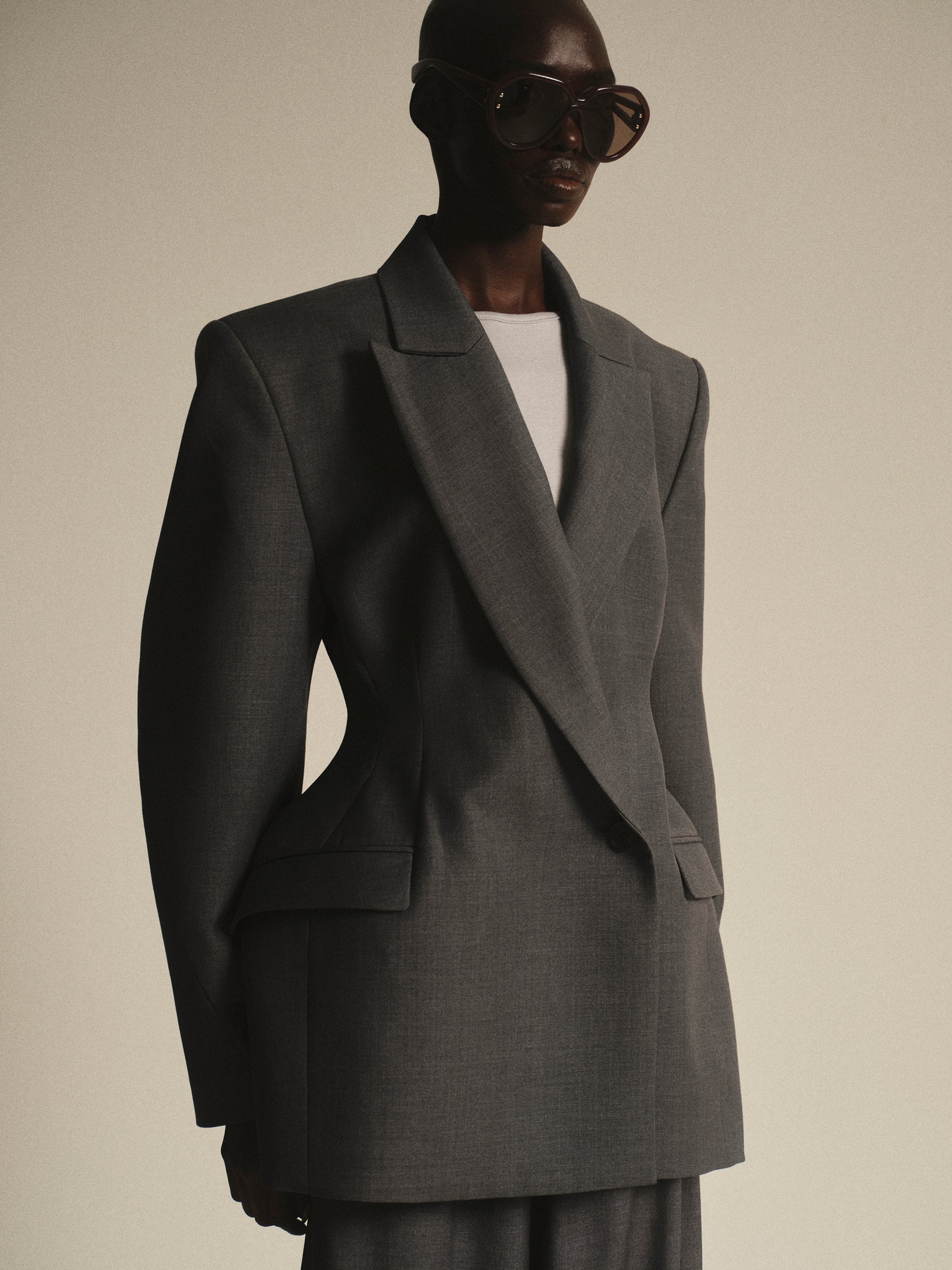 Hourglass Blazer, Grey