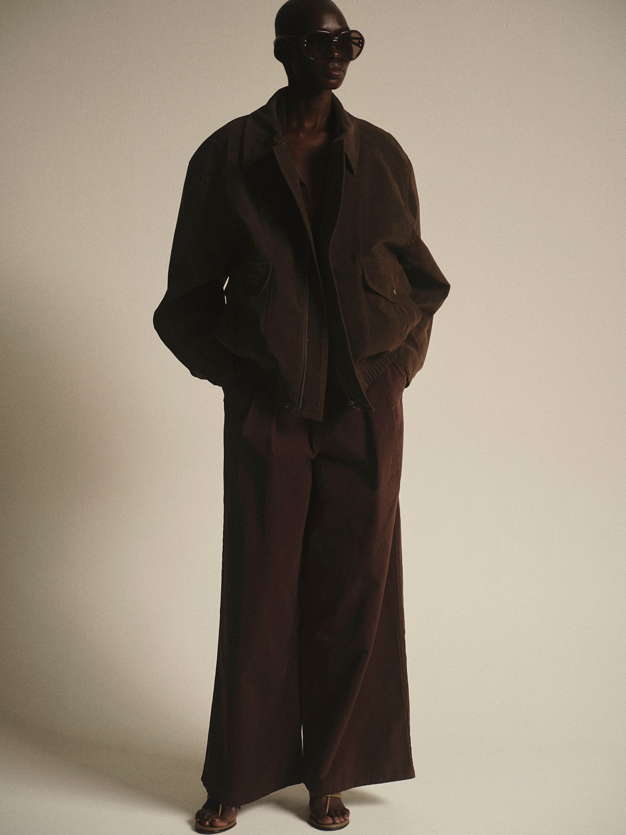 Suede Effect Bomber Jacket, Brown