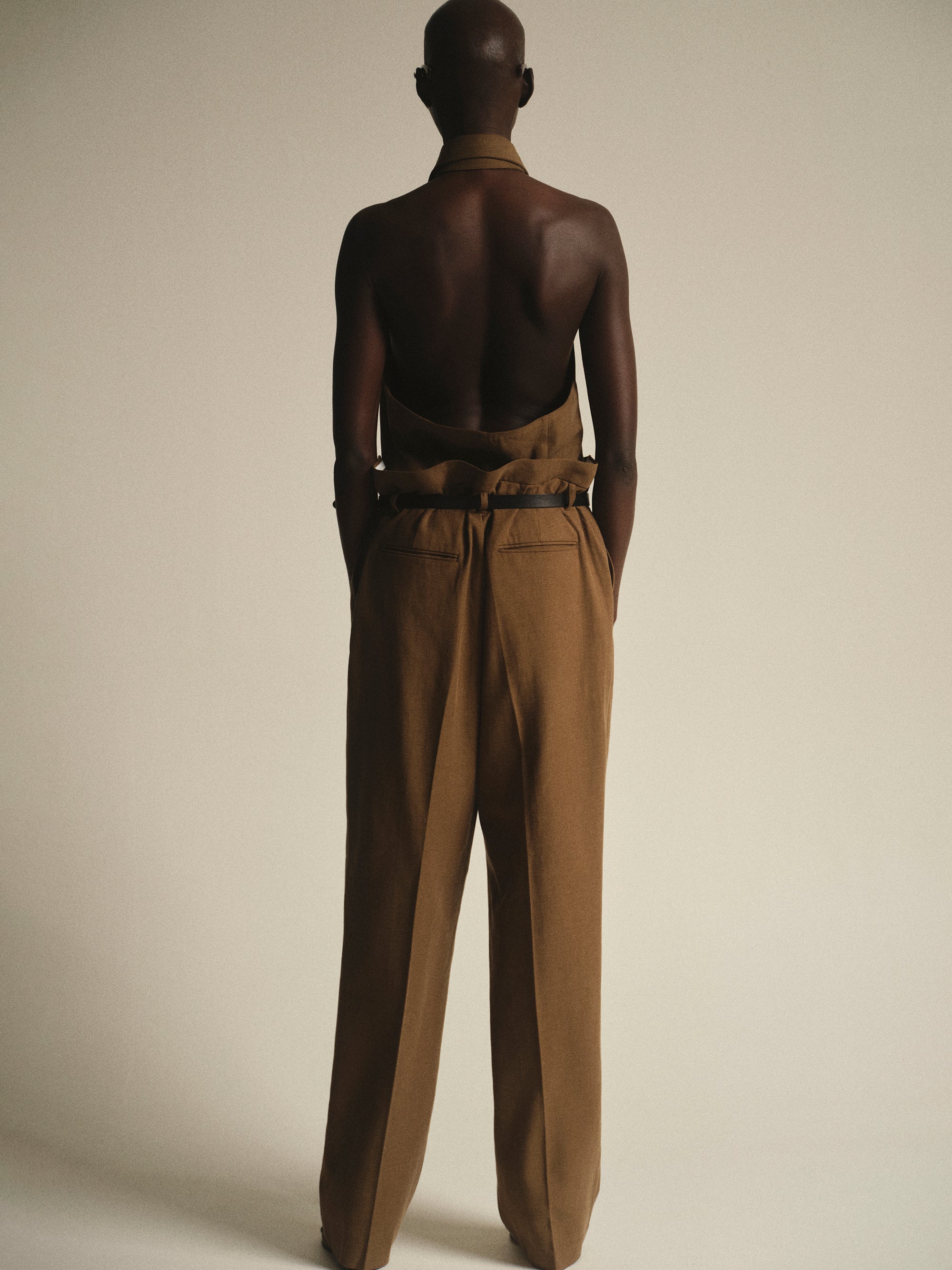 Paperbag Tailored Trousers, Brown