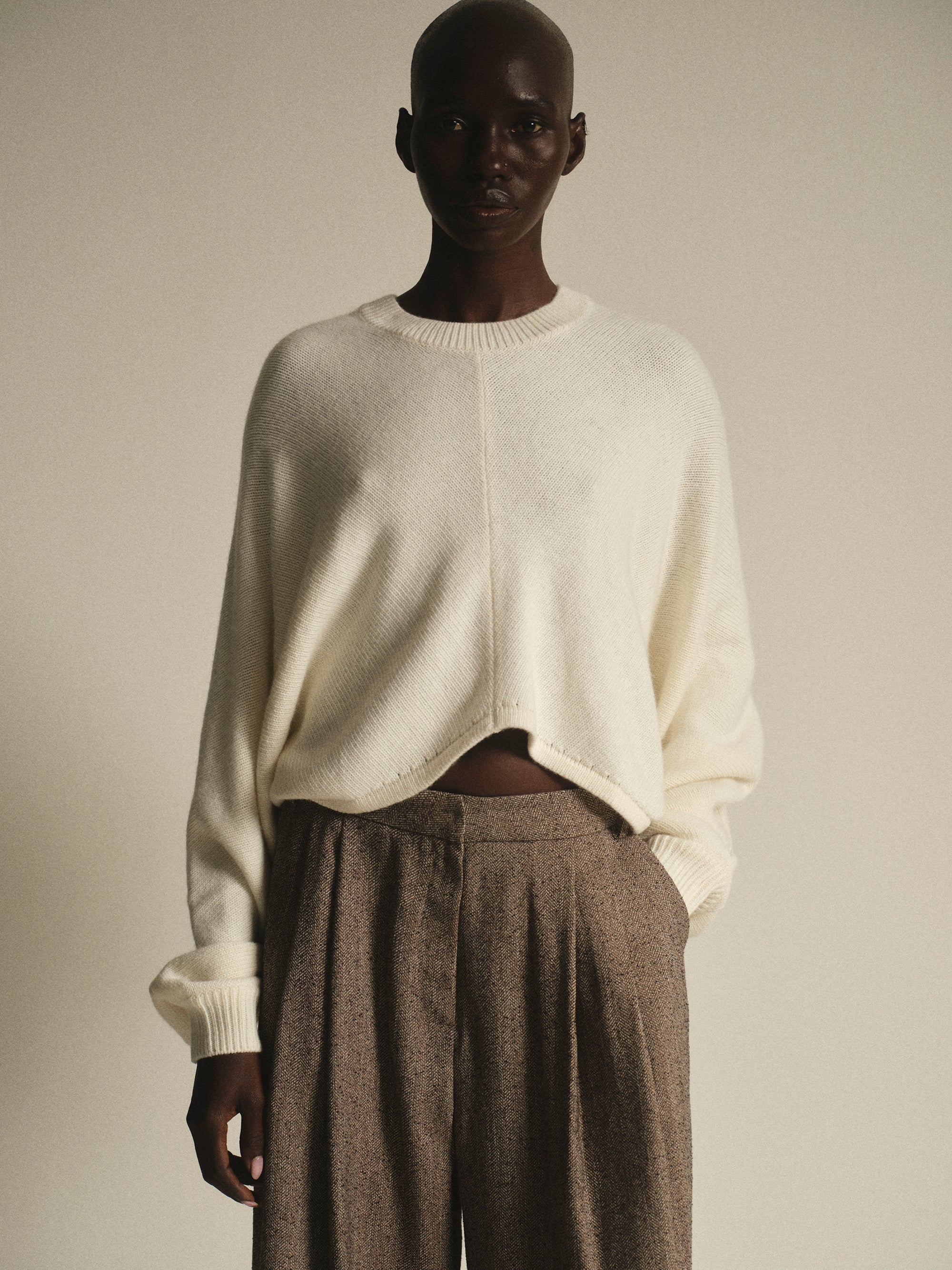 Open Back Dolman Knit, Ivory