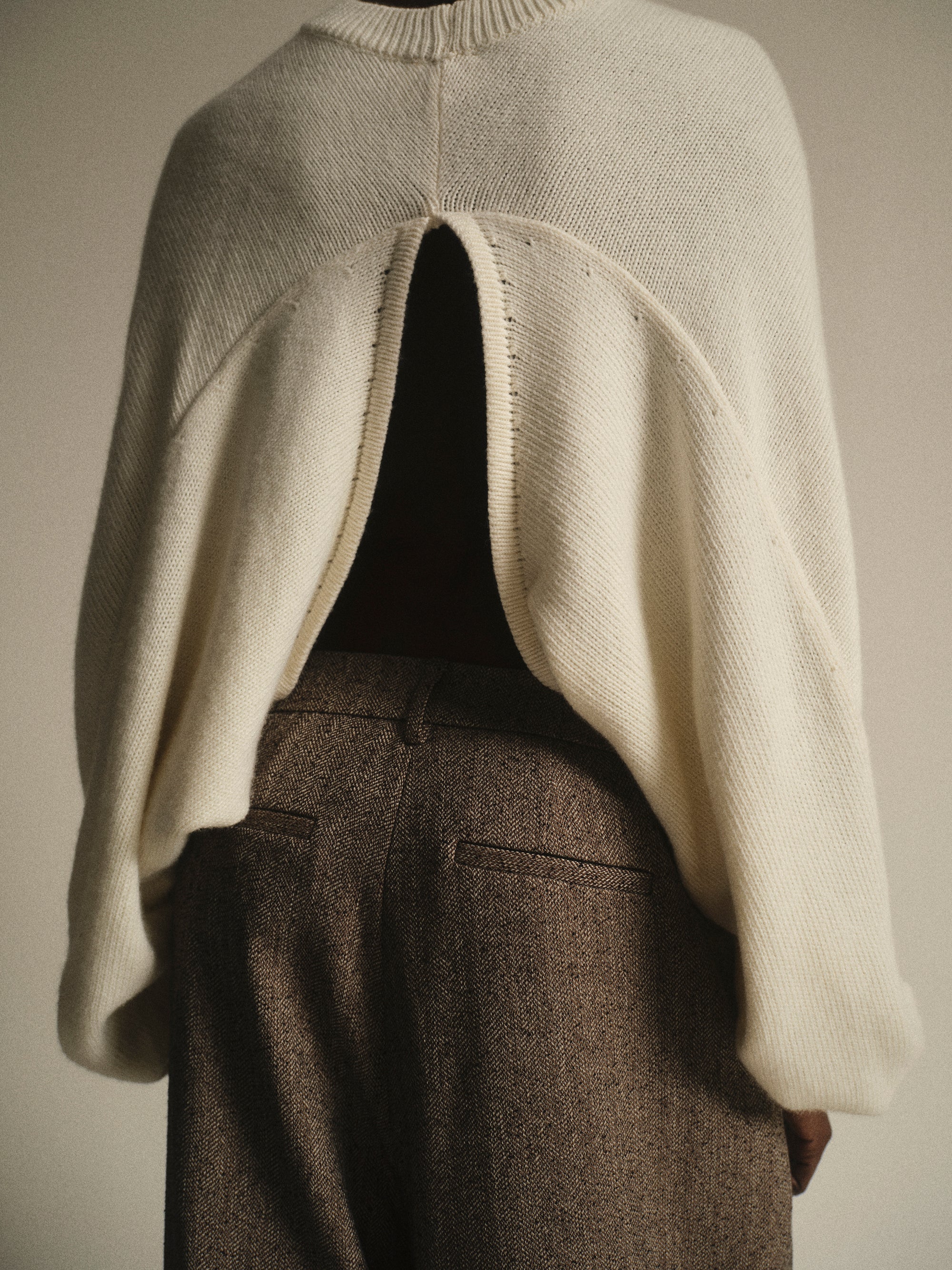 Open Back Dolman Knit, Ivory