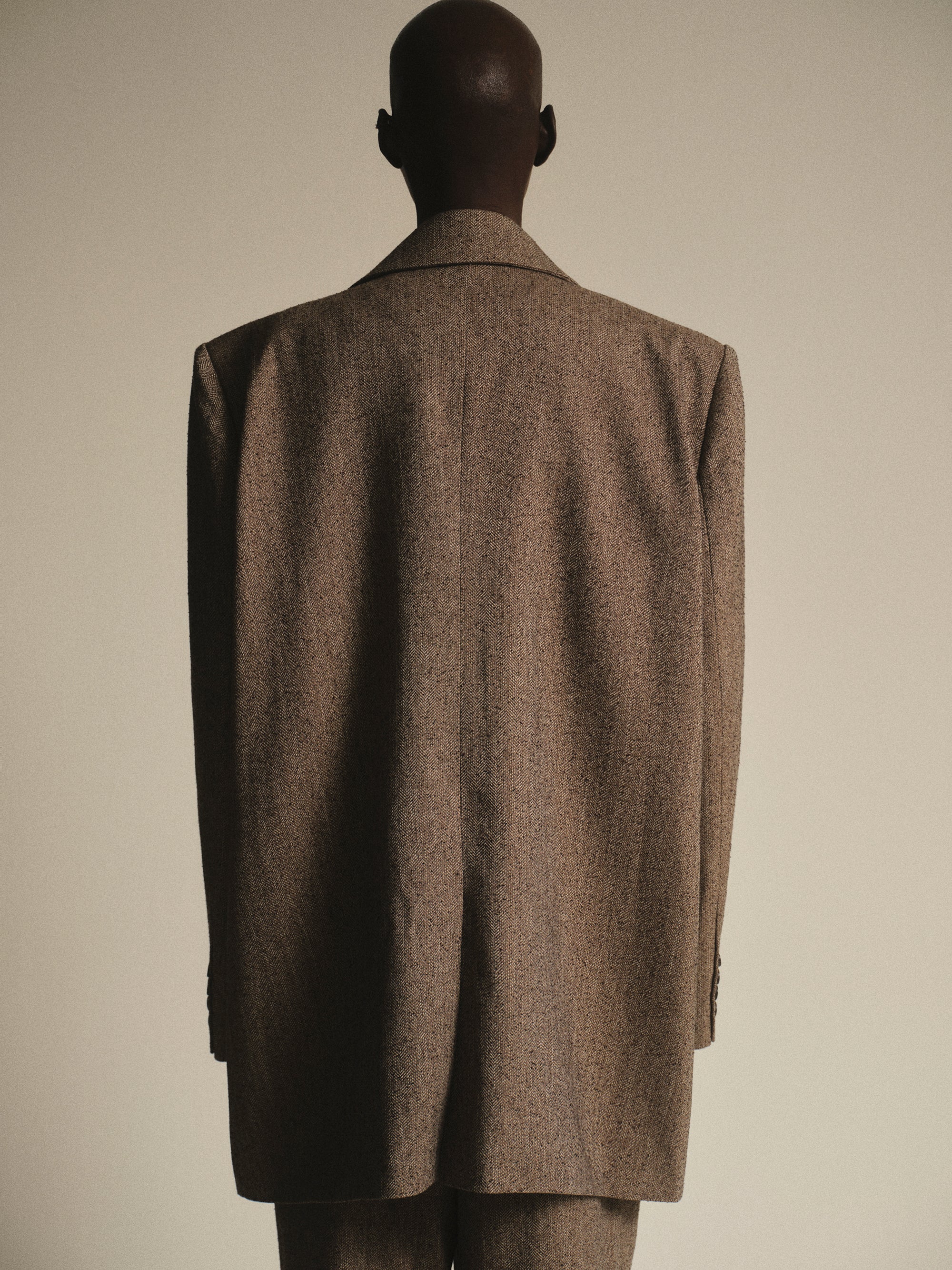 Oversized Overlap Blazer, Beige Melange