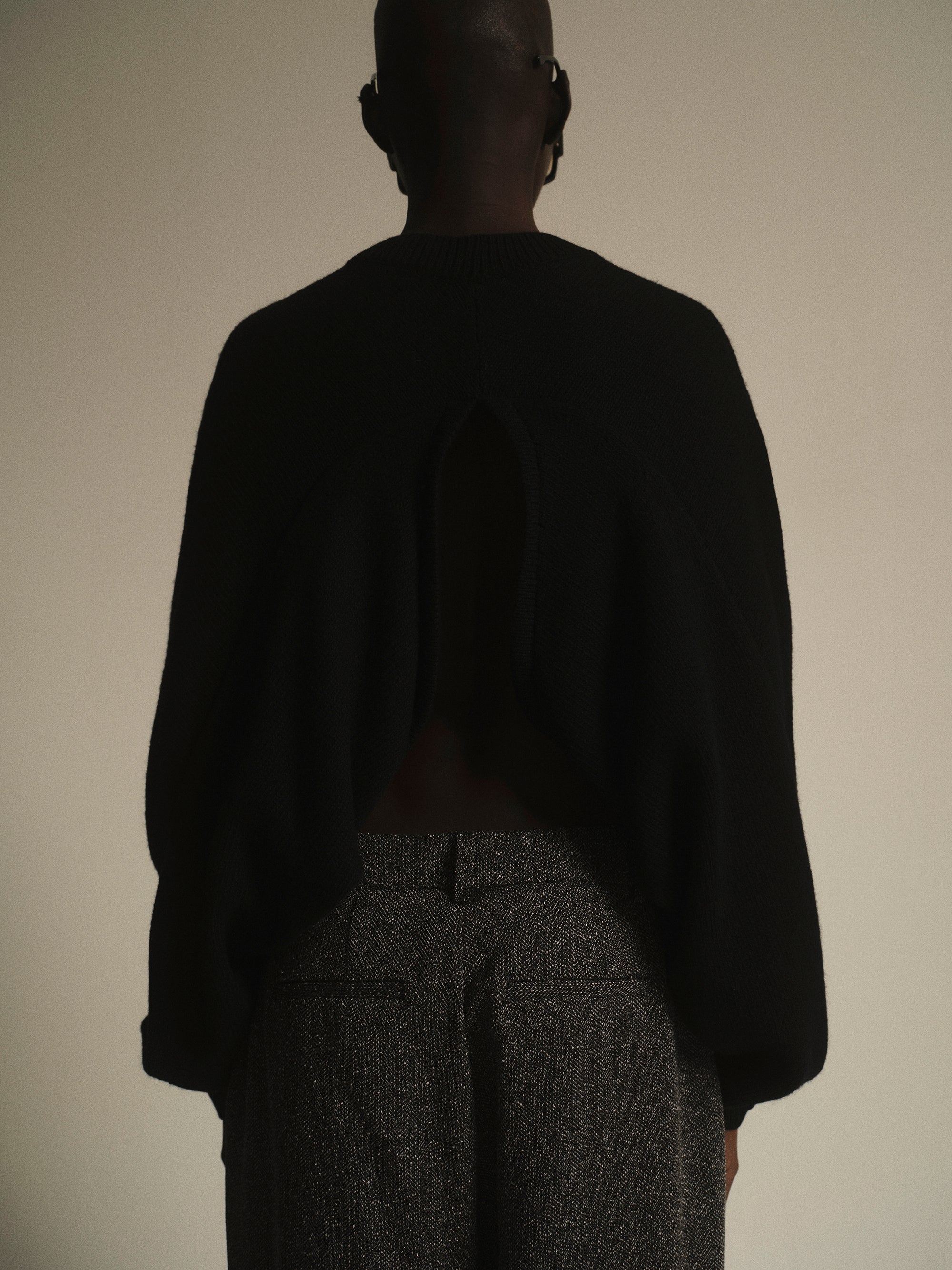 Open Back Dolman Knit, Black