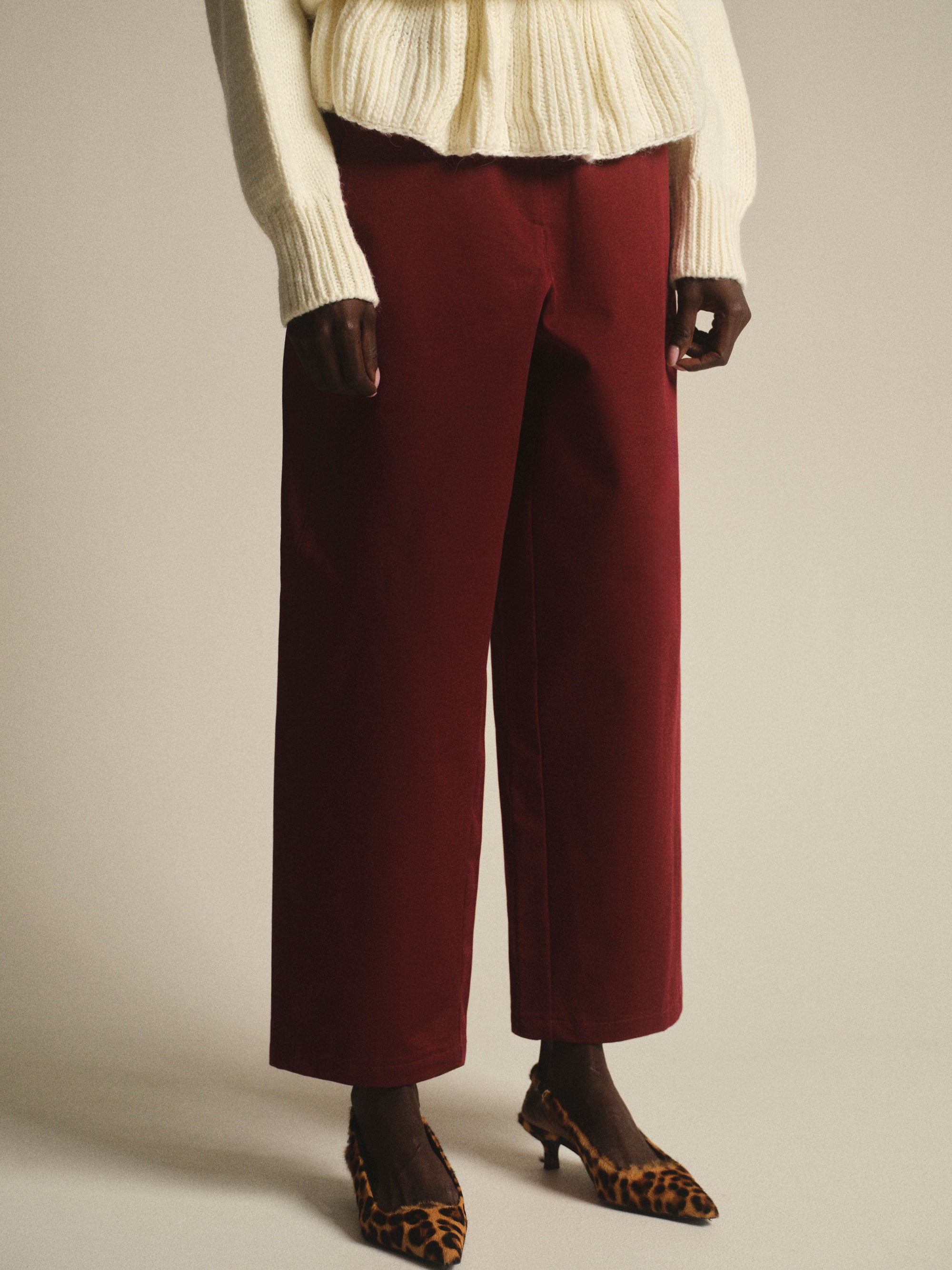 Rounded-Leg Chino Pants, Red