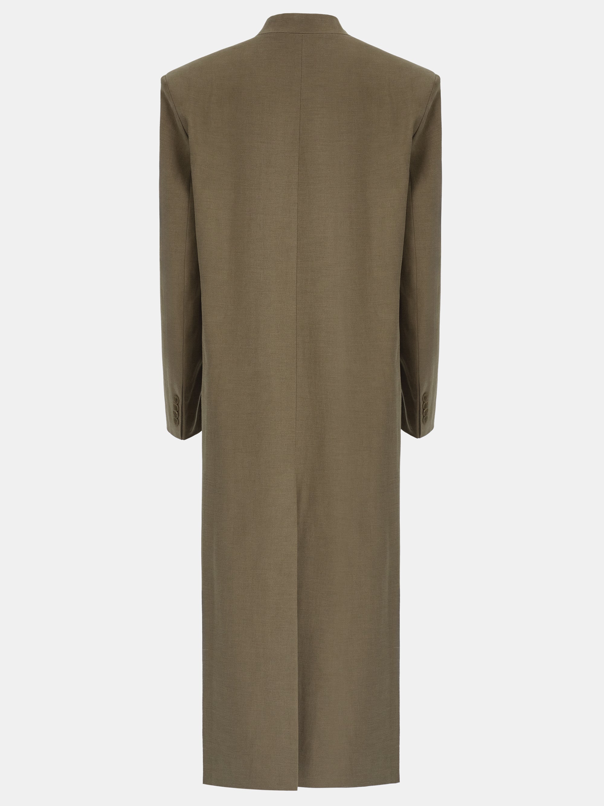 Collarless Maxi Coat, Brown