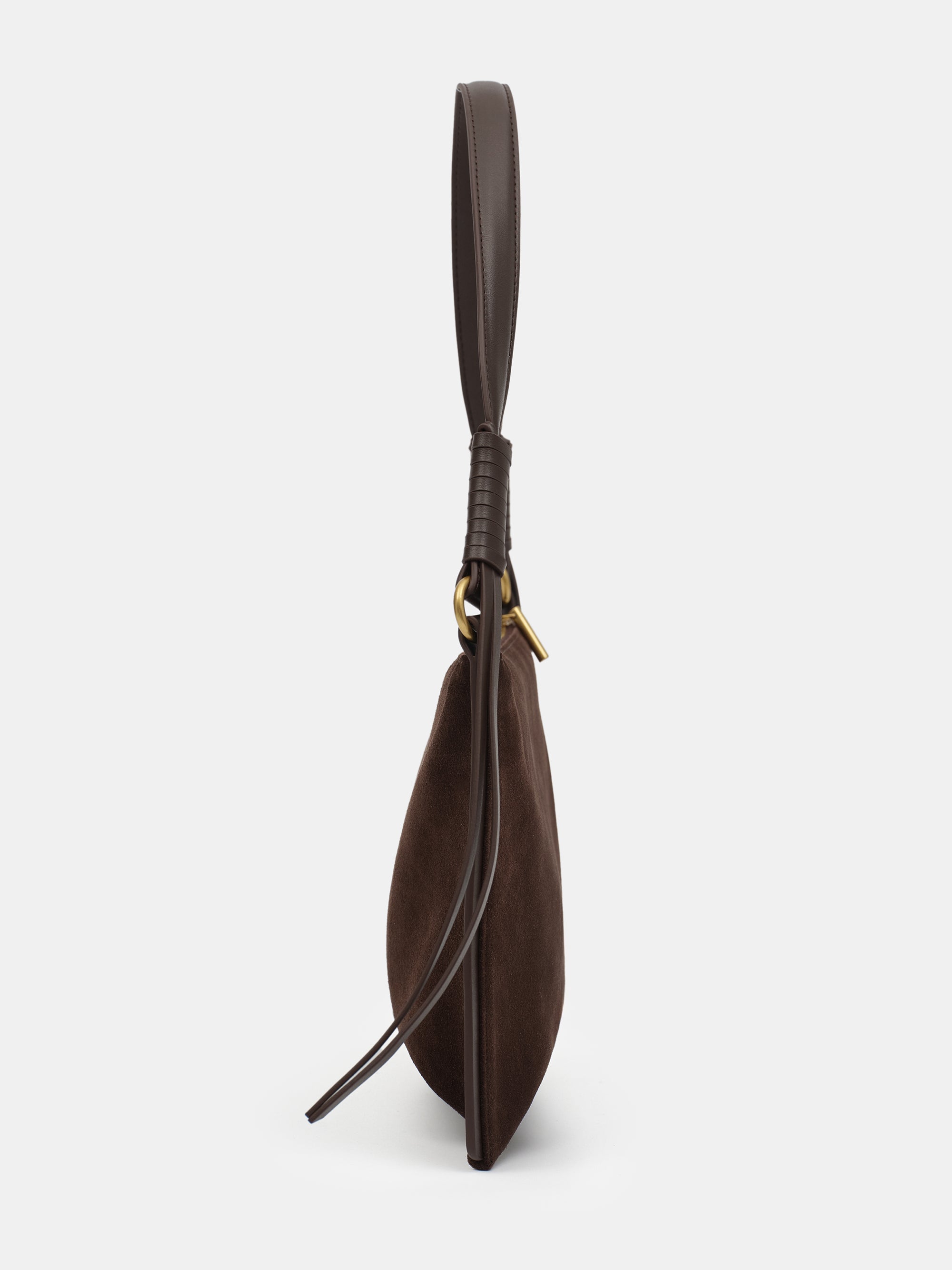 Suede Patch City Bag, Brown