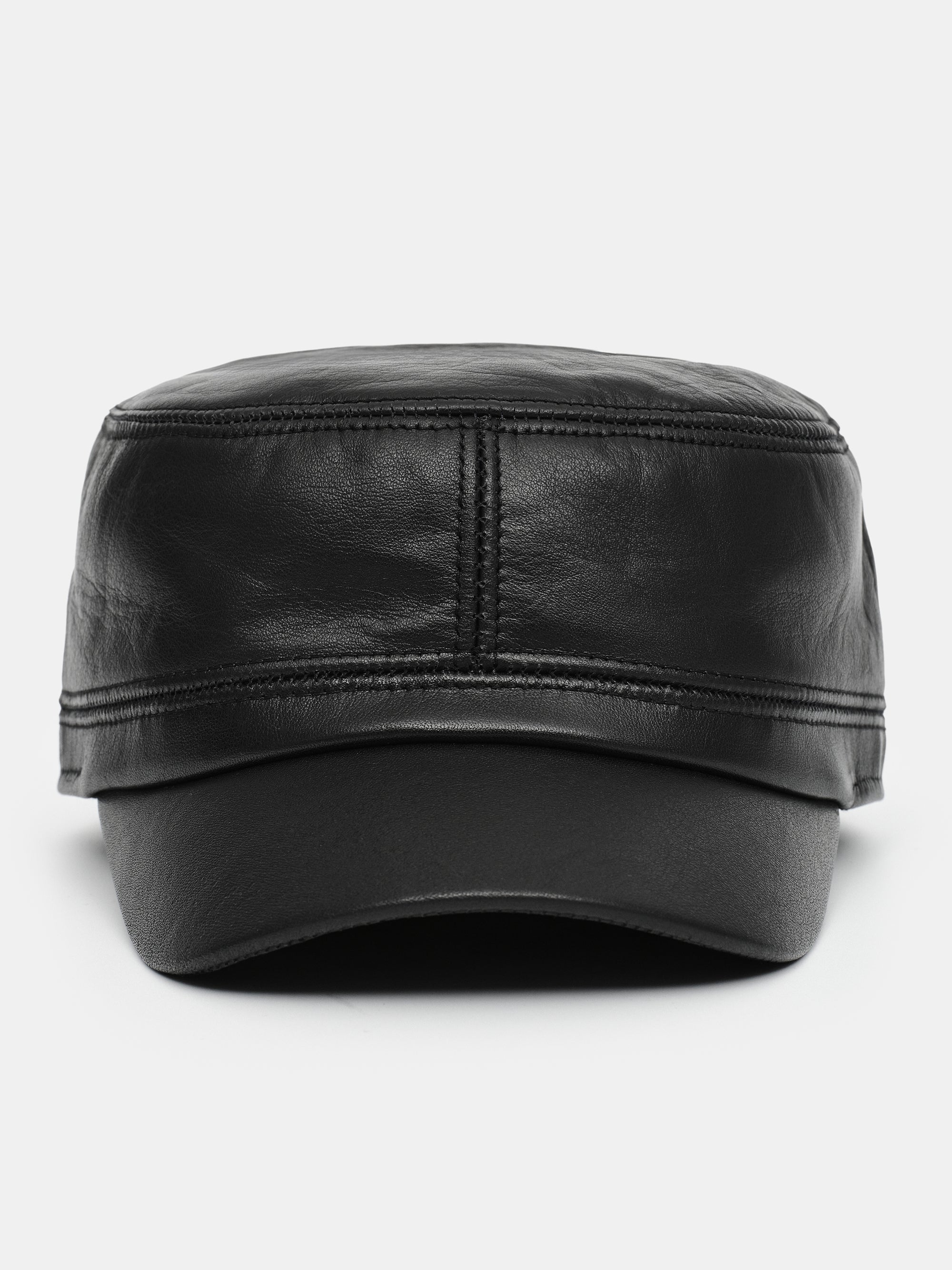 Leather Newsboy Cap, Black