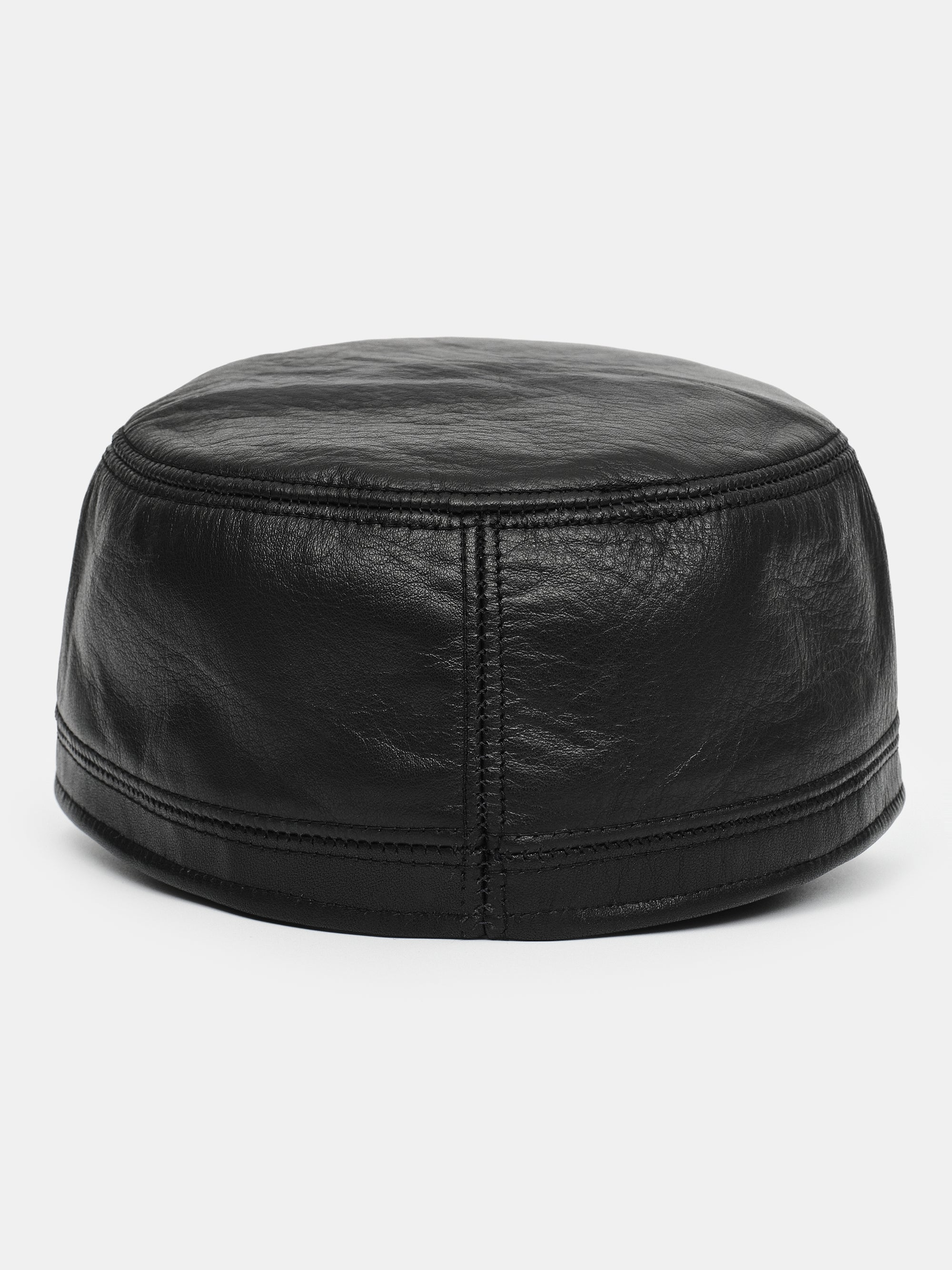 Leather Newsboy Cap, Black