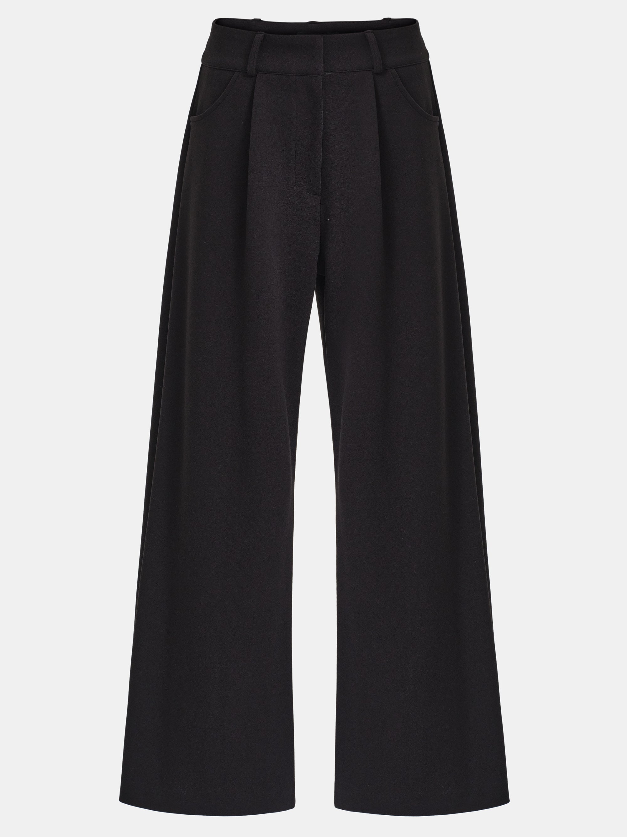 French Terry Pleat Pants, Black