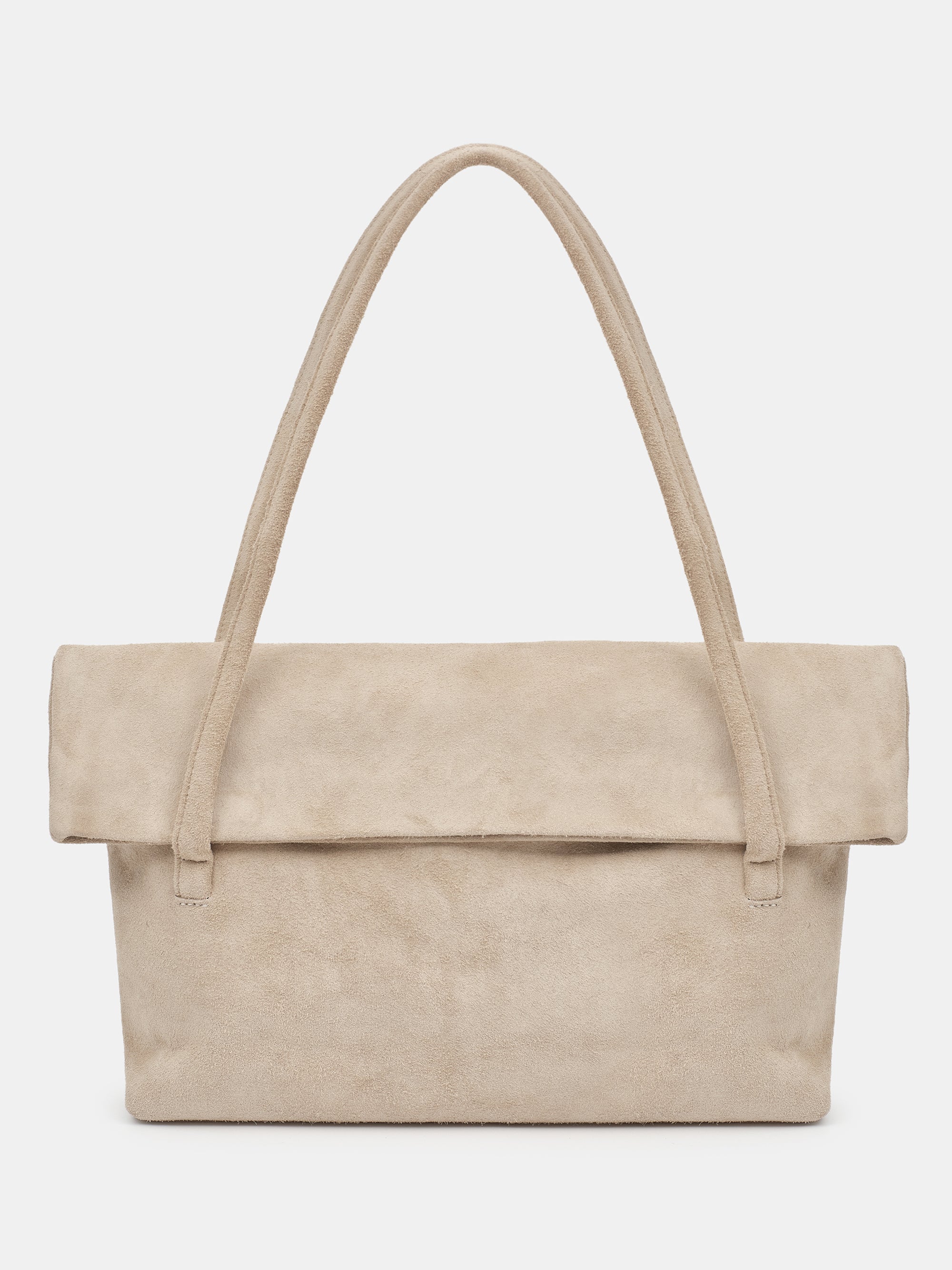 Envelope Suede Shoulder Bag, Nude
