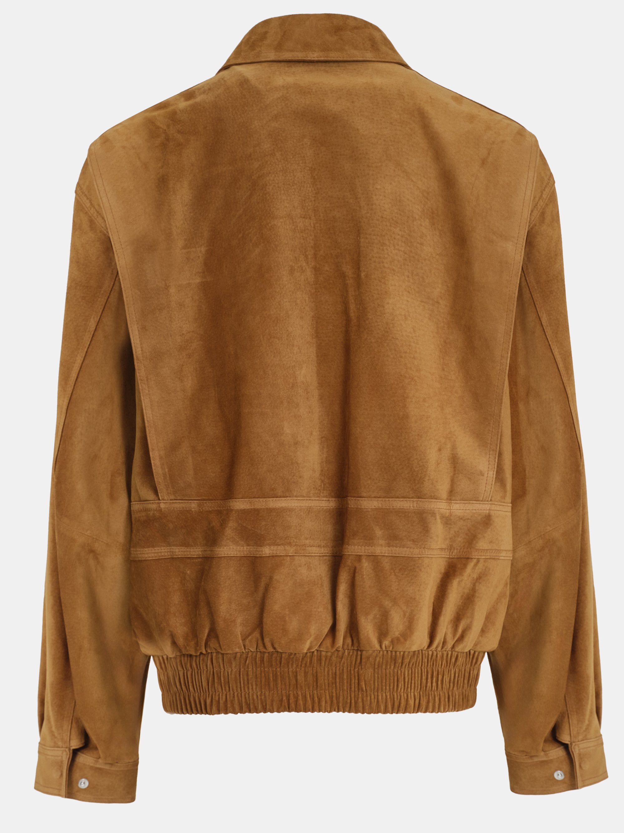 Suede Effect Bomber Jacket, Cognac