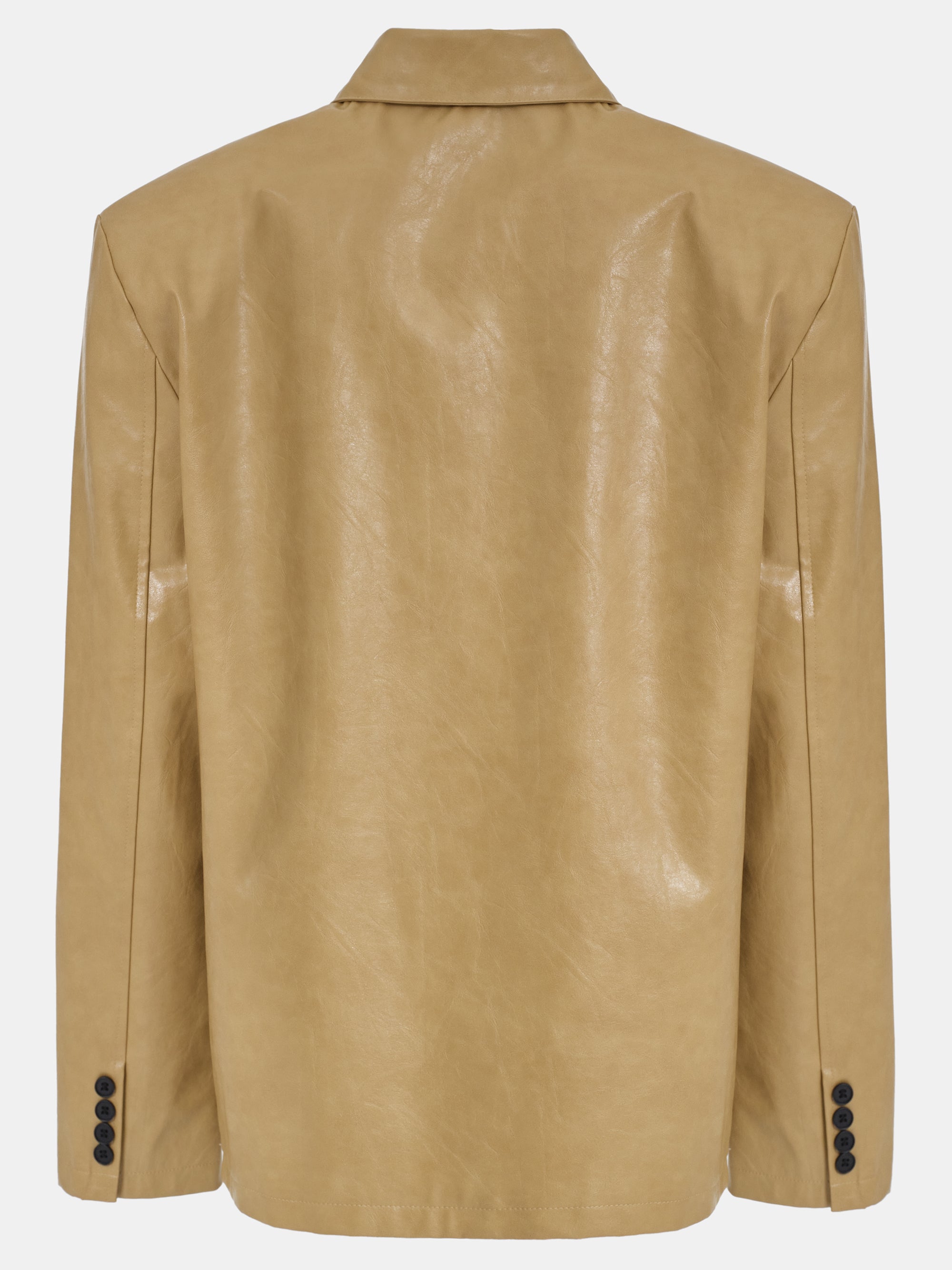 Vegan Leather Overshirt, Camel