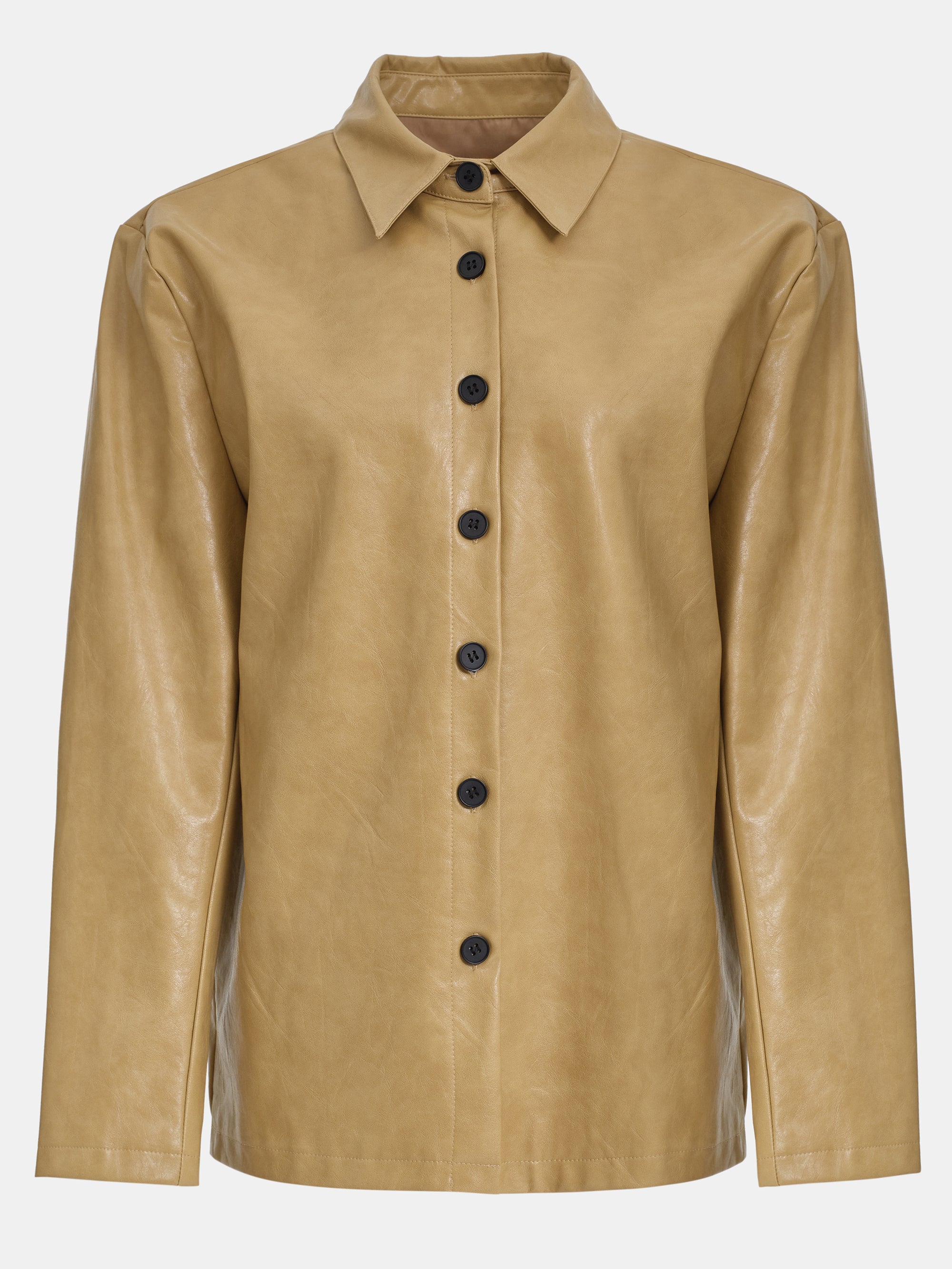 Vegan Leather Overshirt, Camel