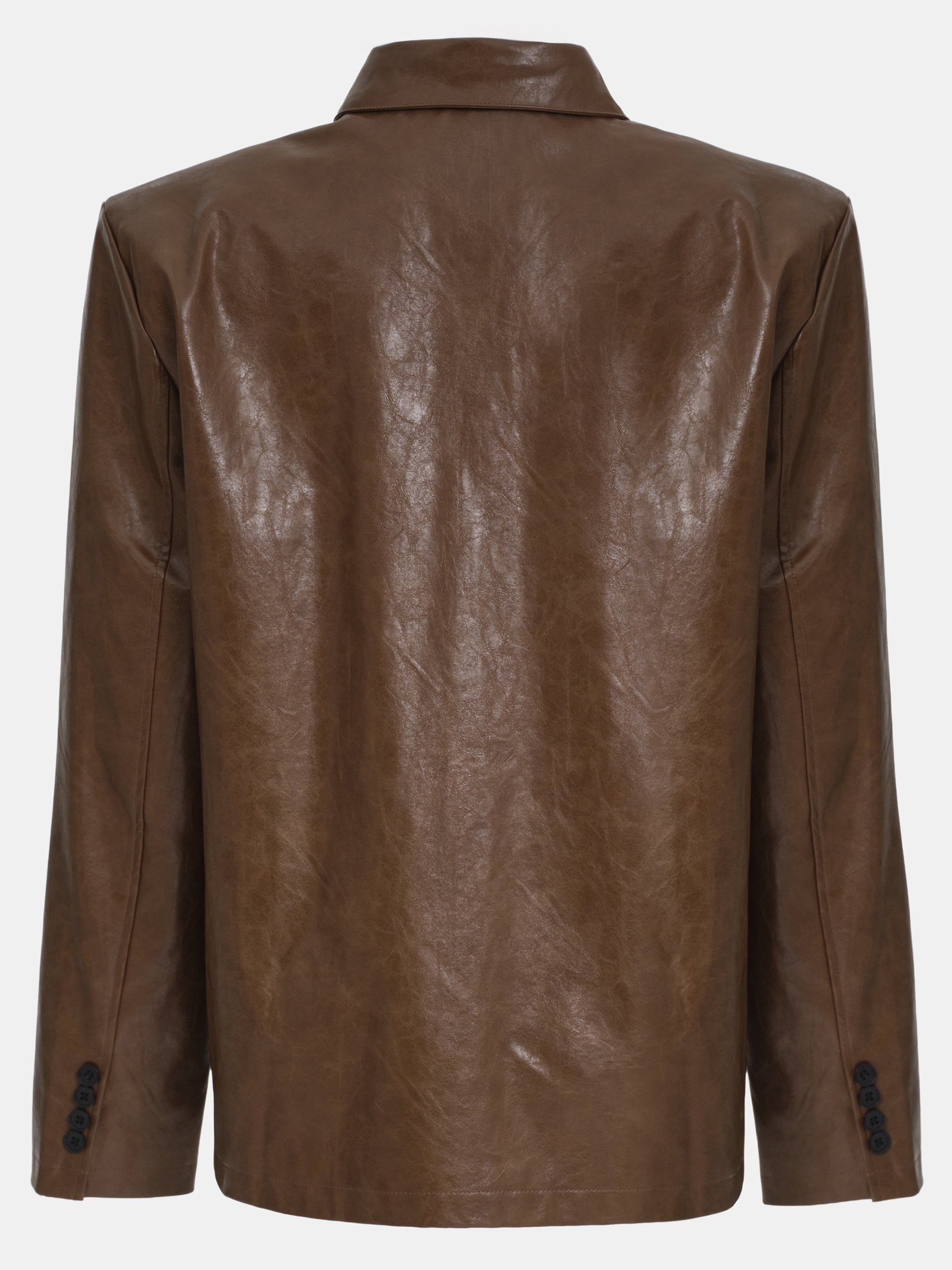 Vegan Leather Overshirt, Brown