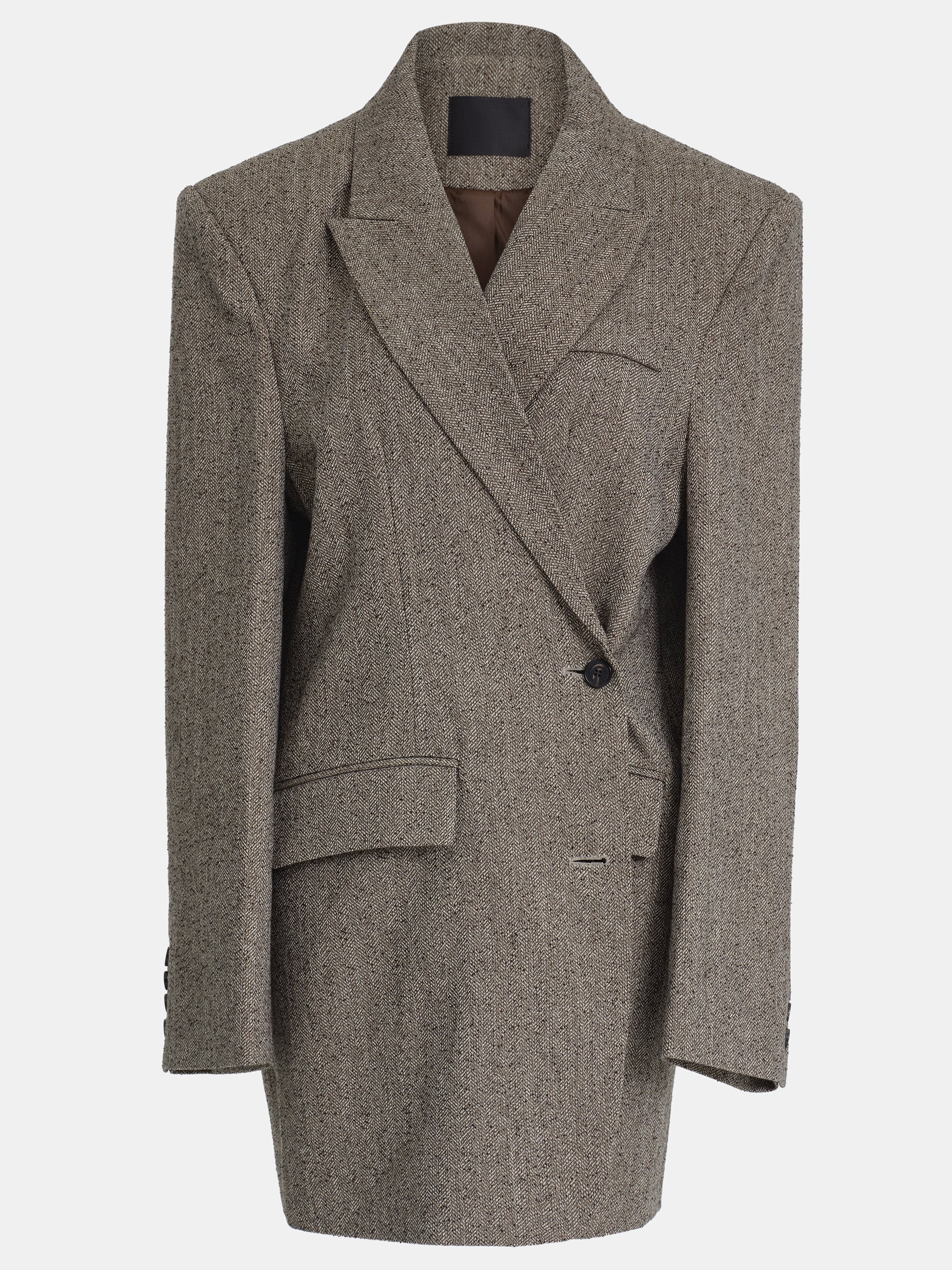 Oversized Overlap Blazer, Beige Melange