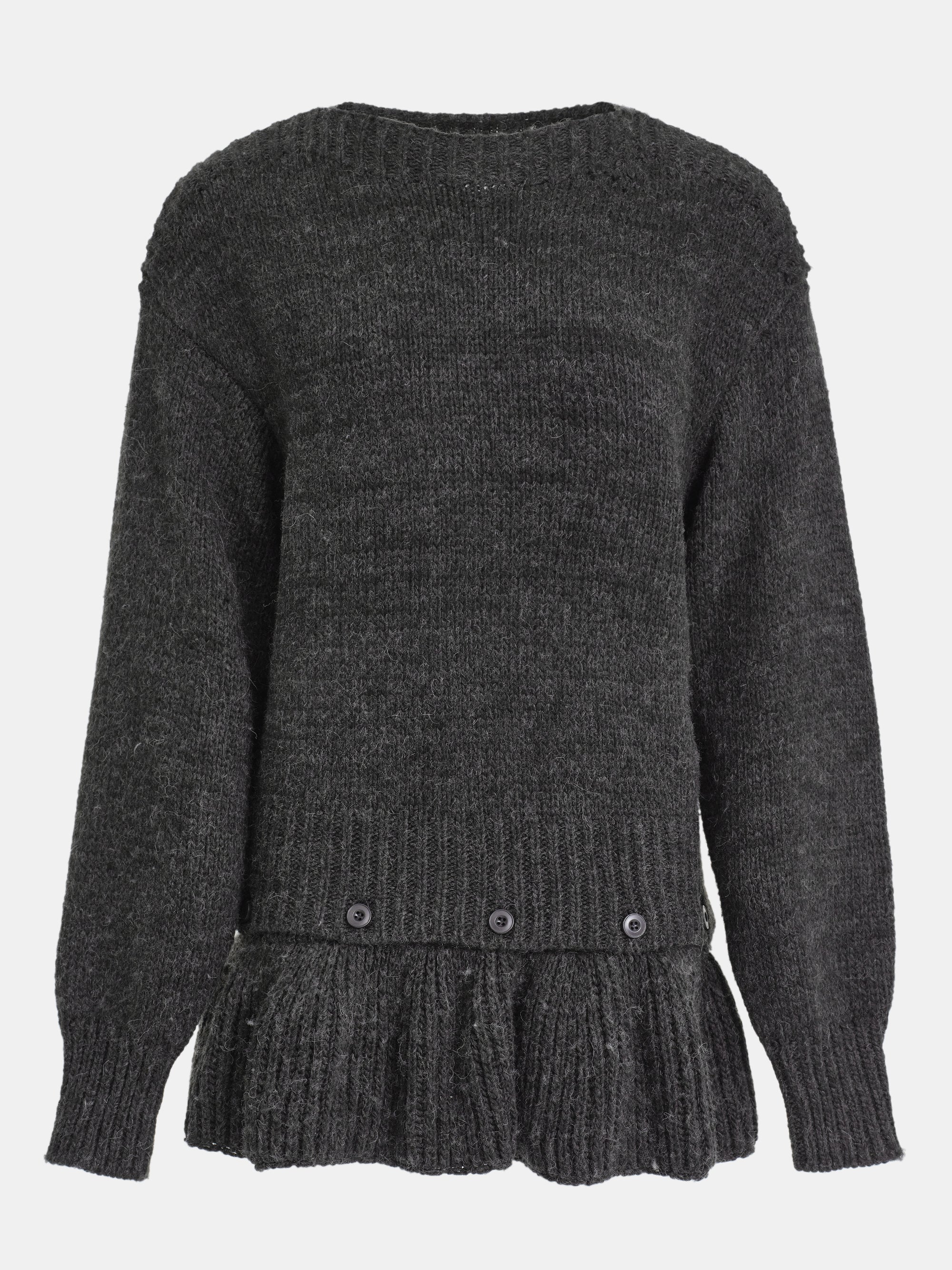 Peplum Hem Knit Sweater, Charcoal