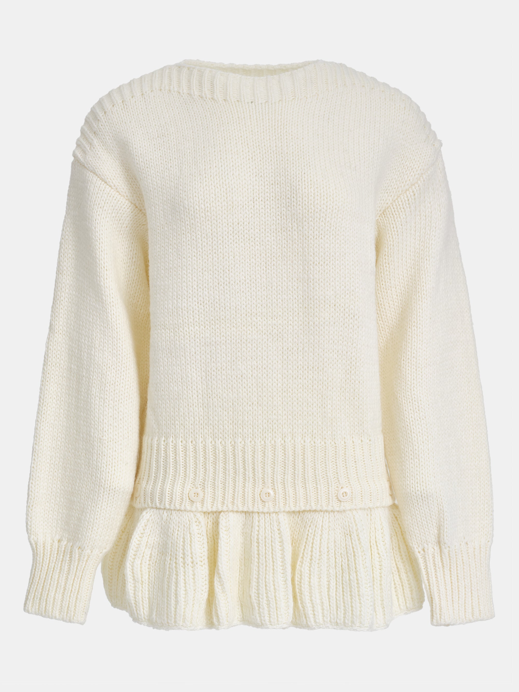 Peplum Hem Knit Sweater, Cream