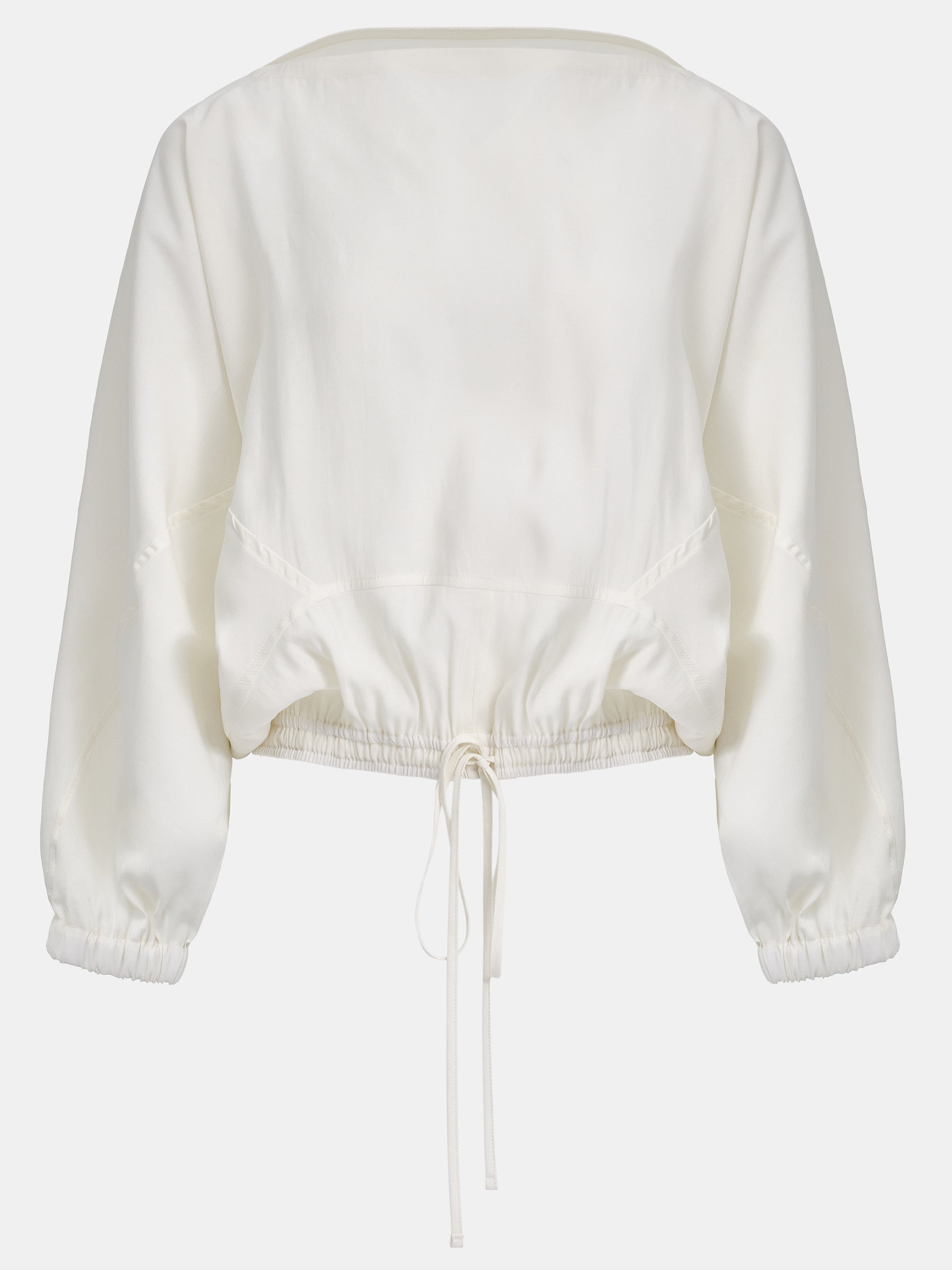Drawstring Satin Blouse, Ivory