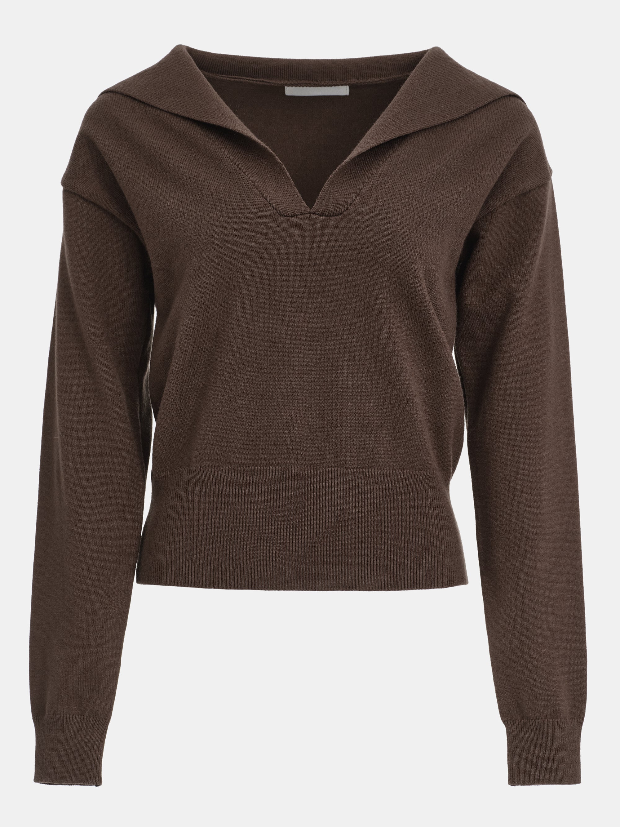 V-Neck Knit Polo, Brown