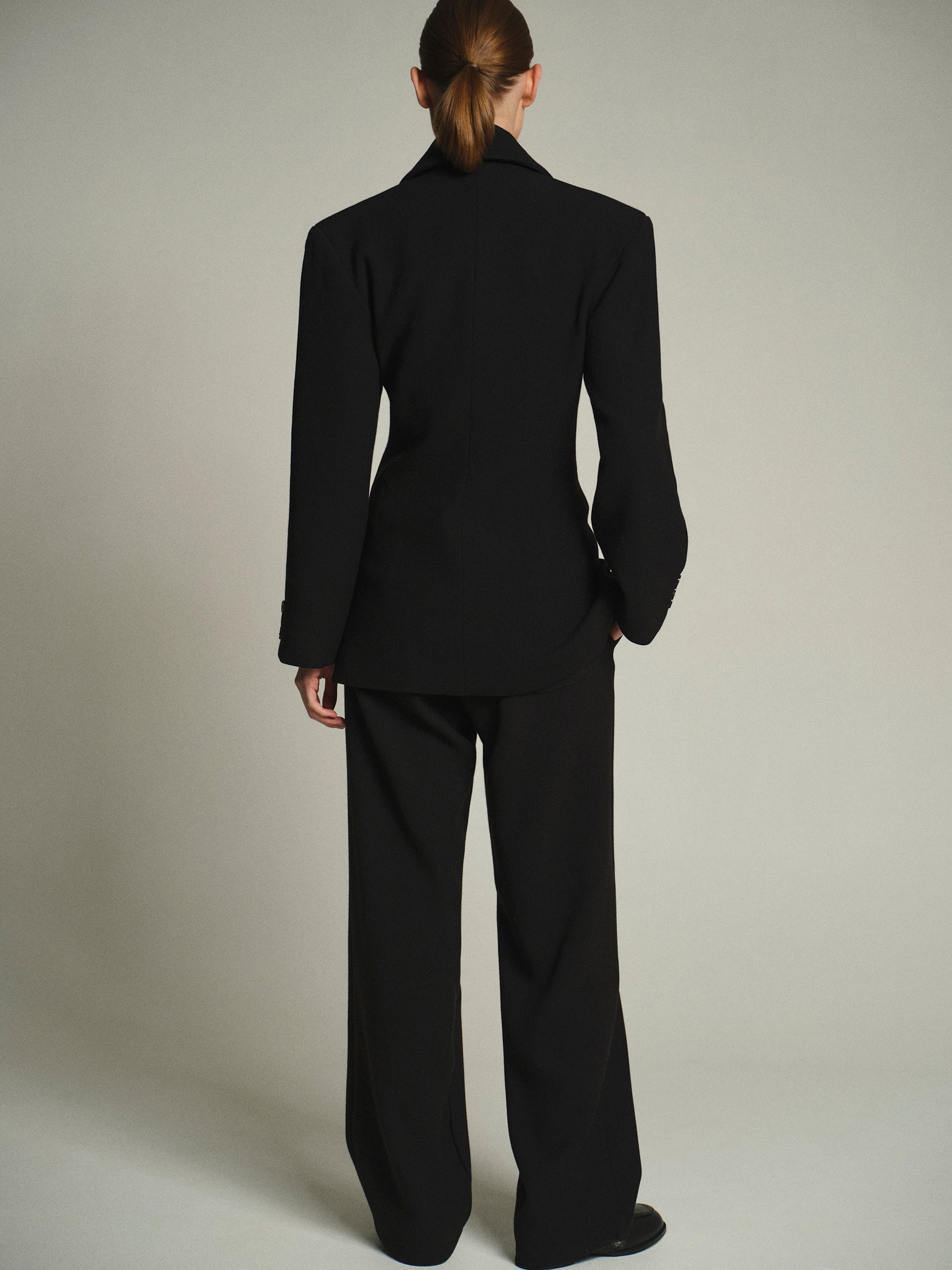 Nangy Double Breasted Cinched Blazer, Black