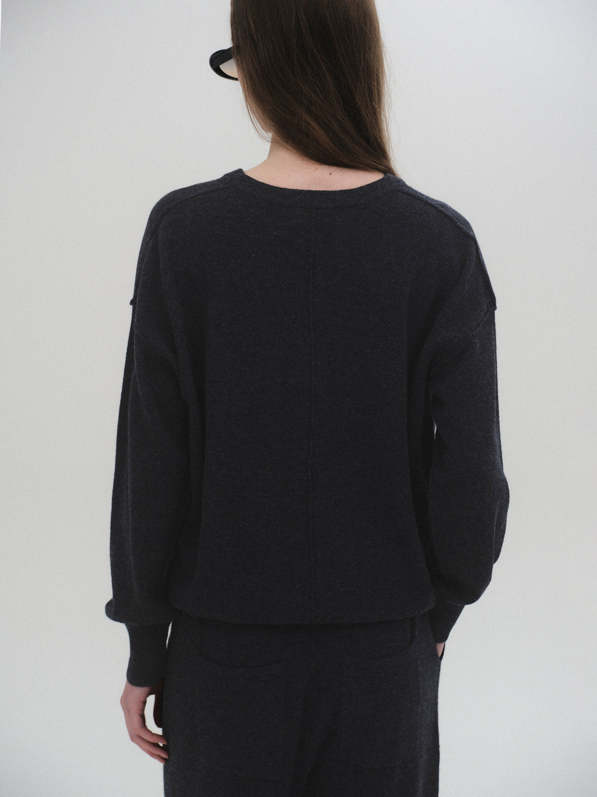 Pama Round-Neck Wool Top, Black