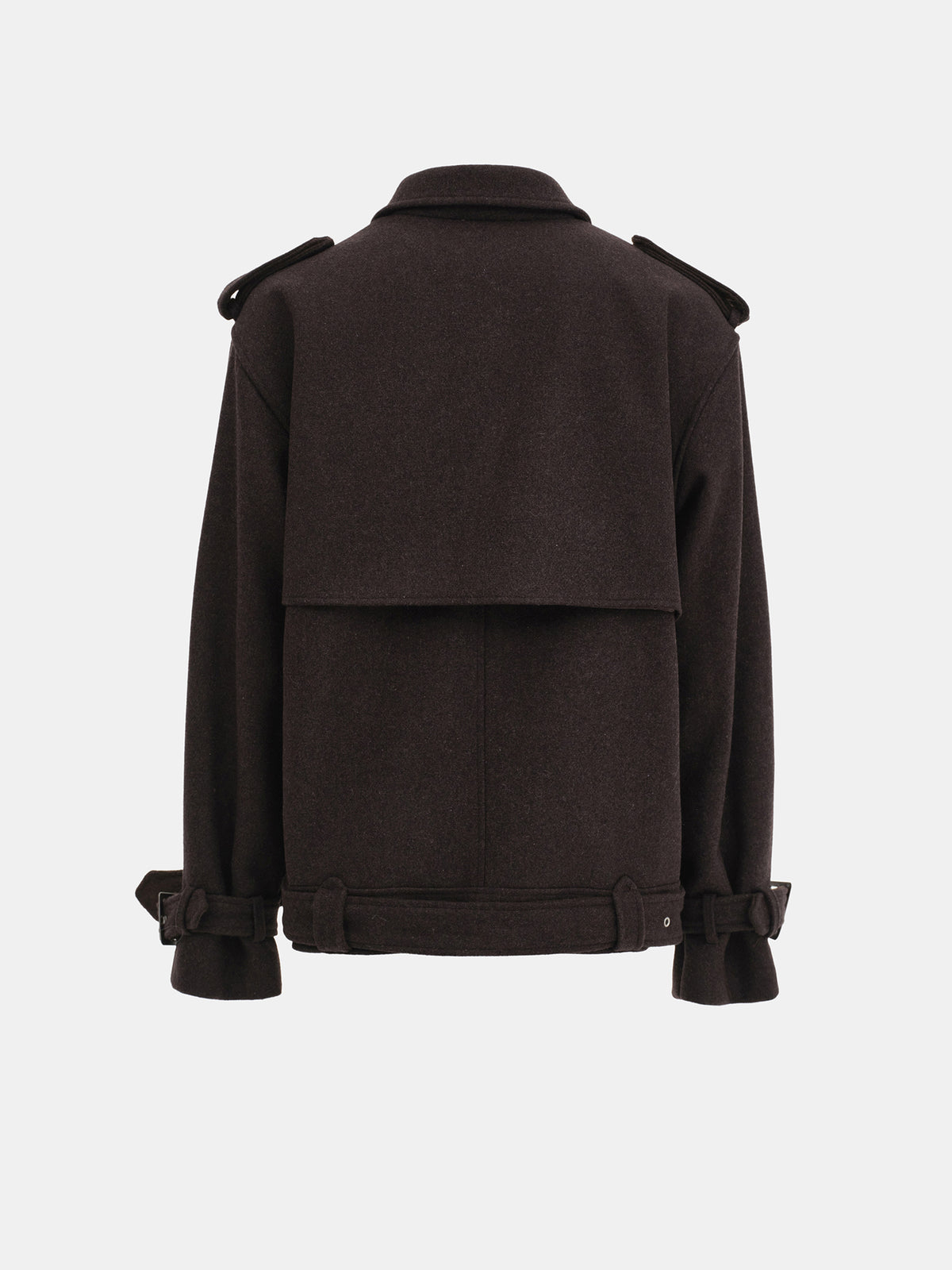 Enso Short Trench Wool Coat, Brown