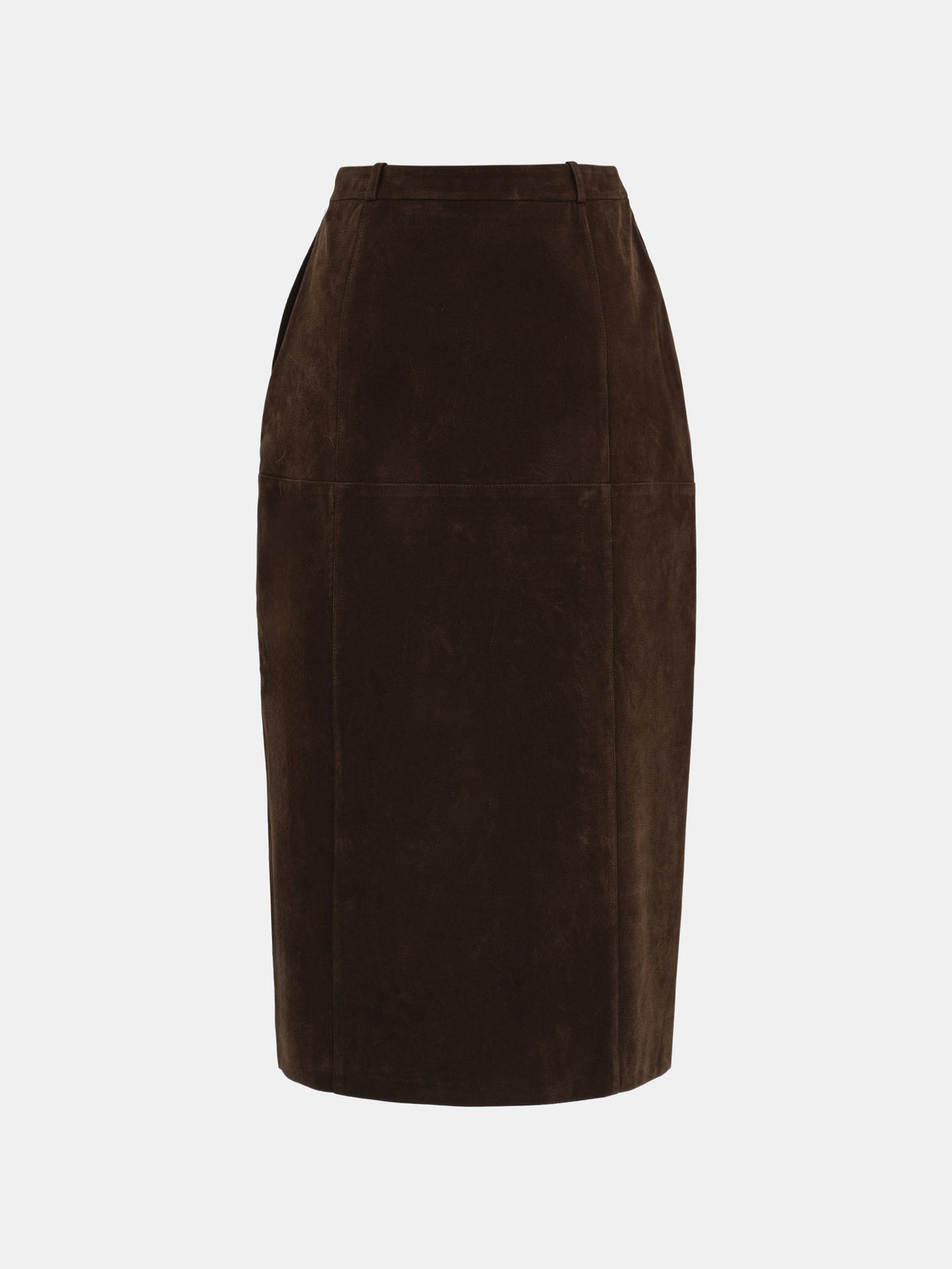 Idaho Suede Effect Midi Skirt, Brown