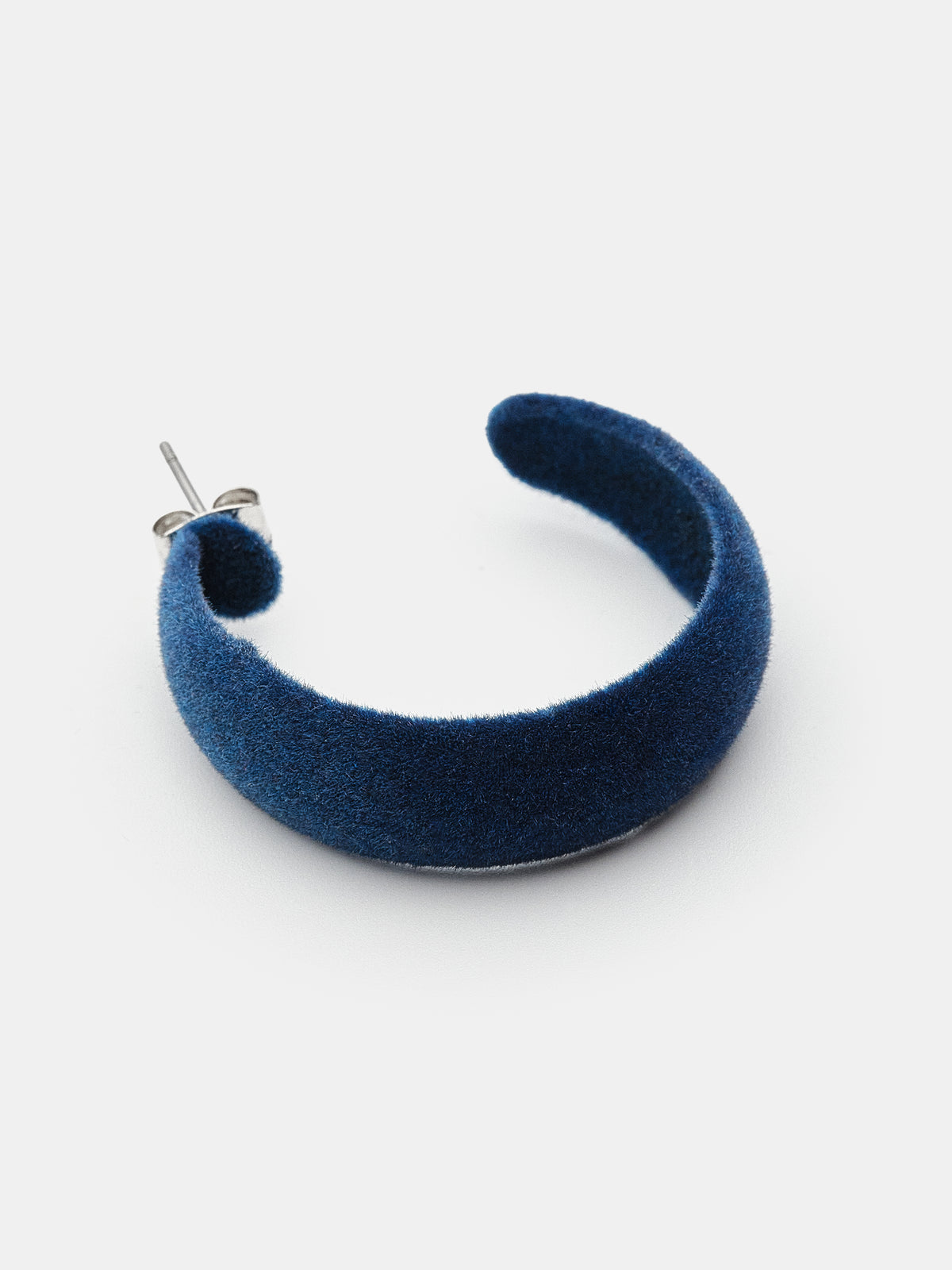 Flocked Slim Hoop Earrings, Blue