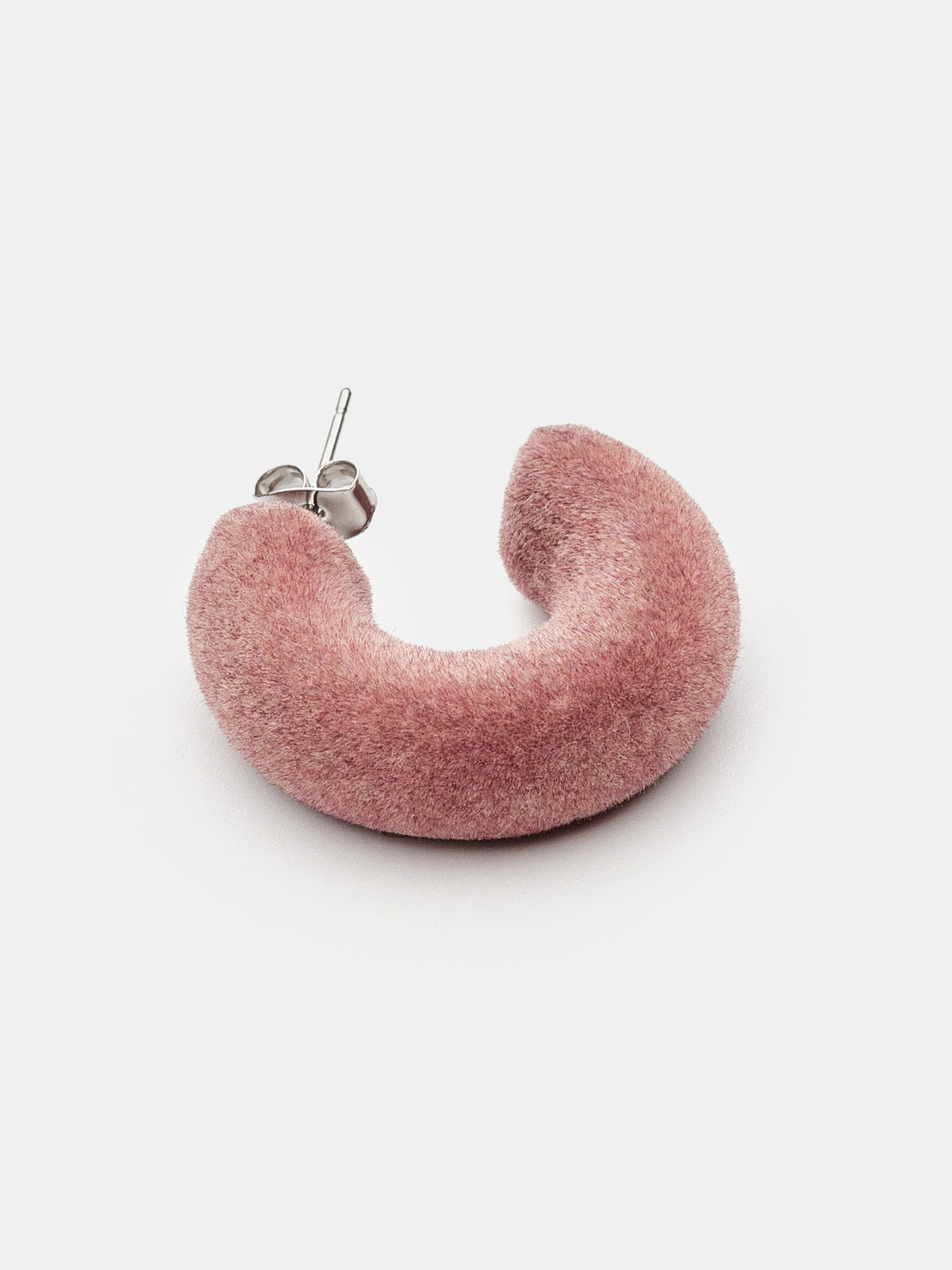 Flocked Hoop Earrings, Pink