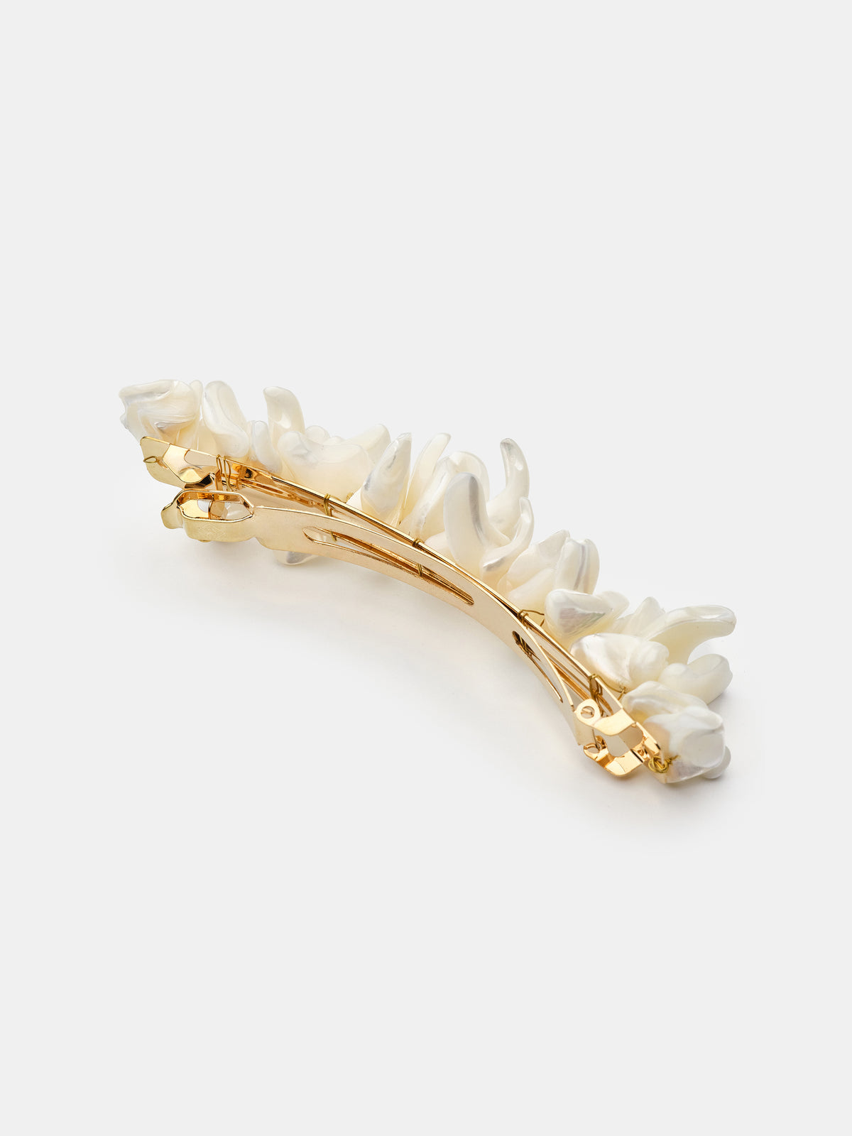 Shell Chip Beads Barrette, Gold