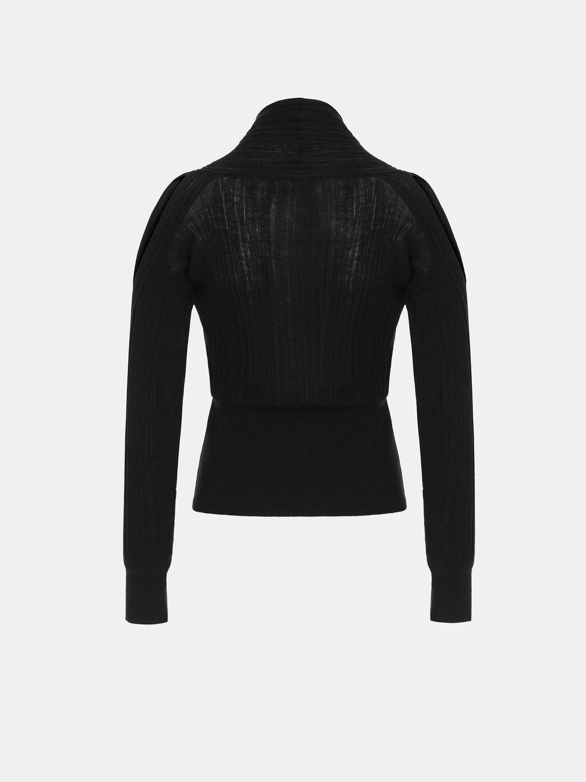 Chatto Wrap Cut-Out Knit Top, Black