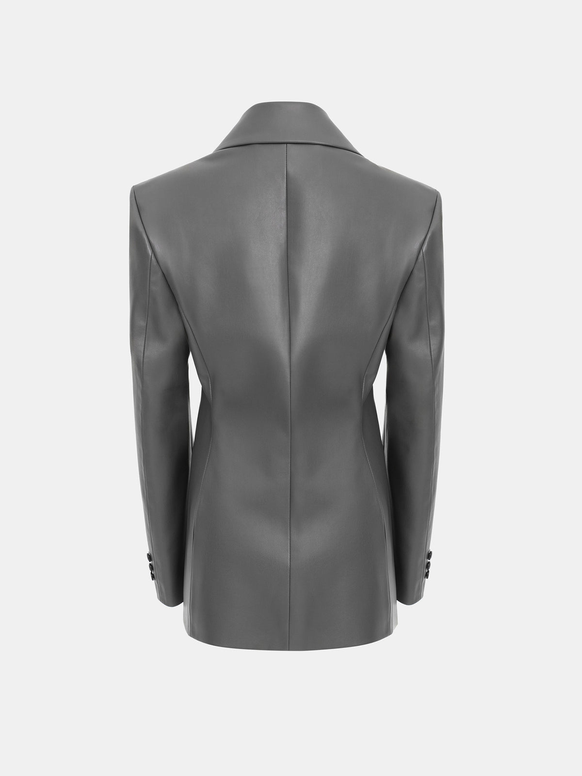 Nangy Faux-Leather Cinched Blazer, Grey