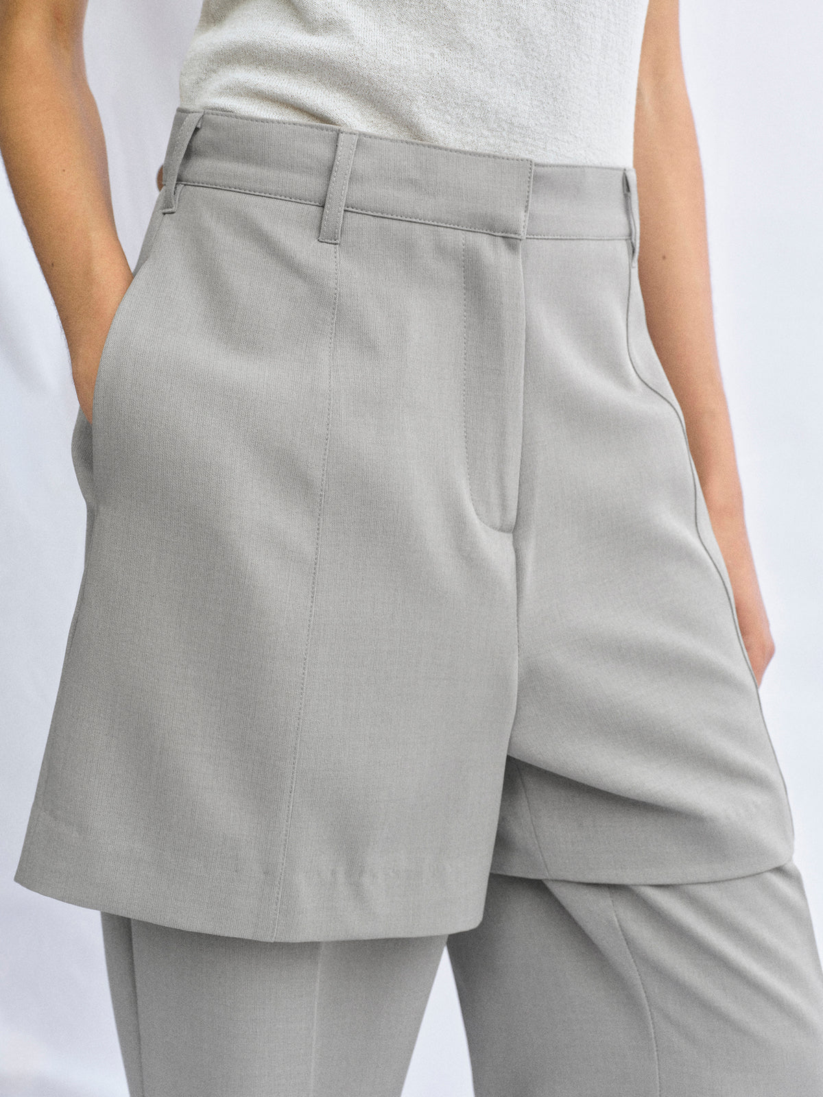 Calla Layered Trousers, Grey