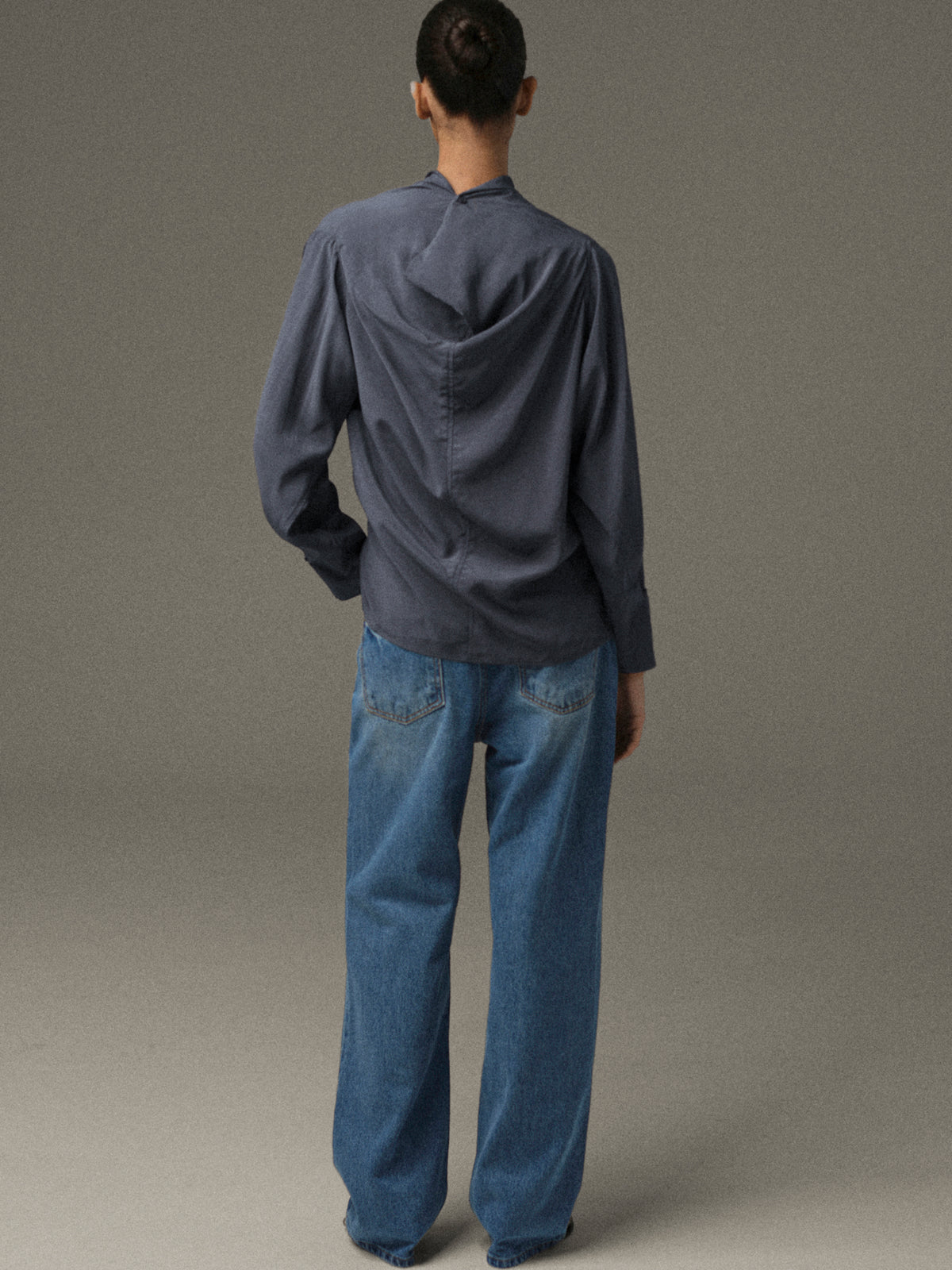 Pisa Draped Blouse, Charcoal