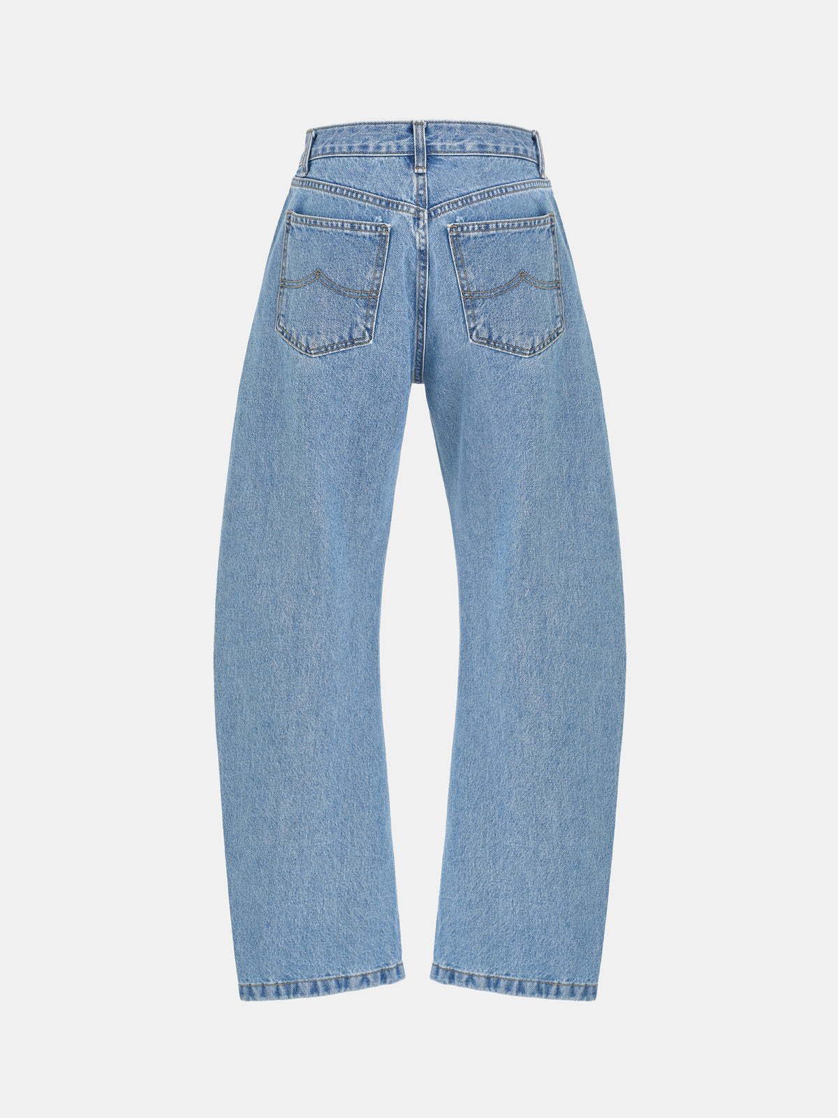 Miro Paneled Curved Jeans, Blue