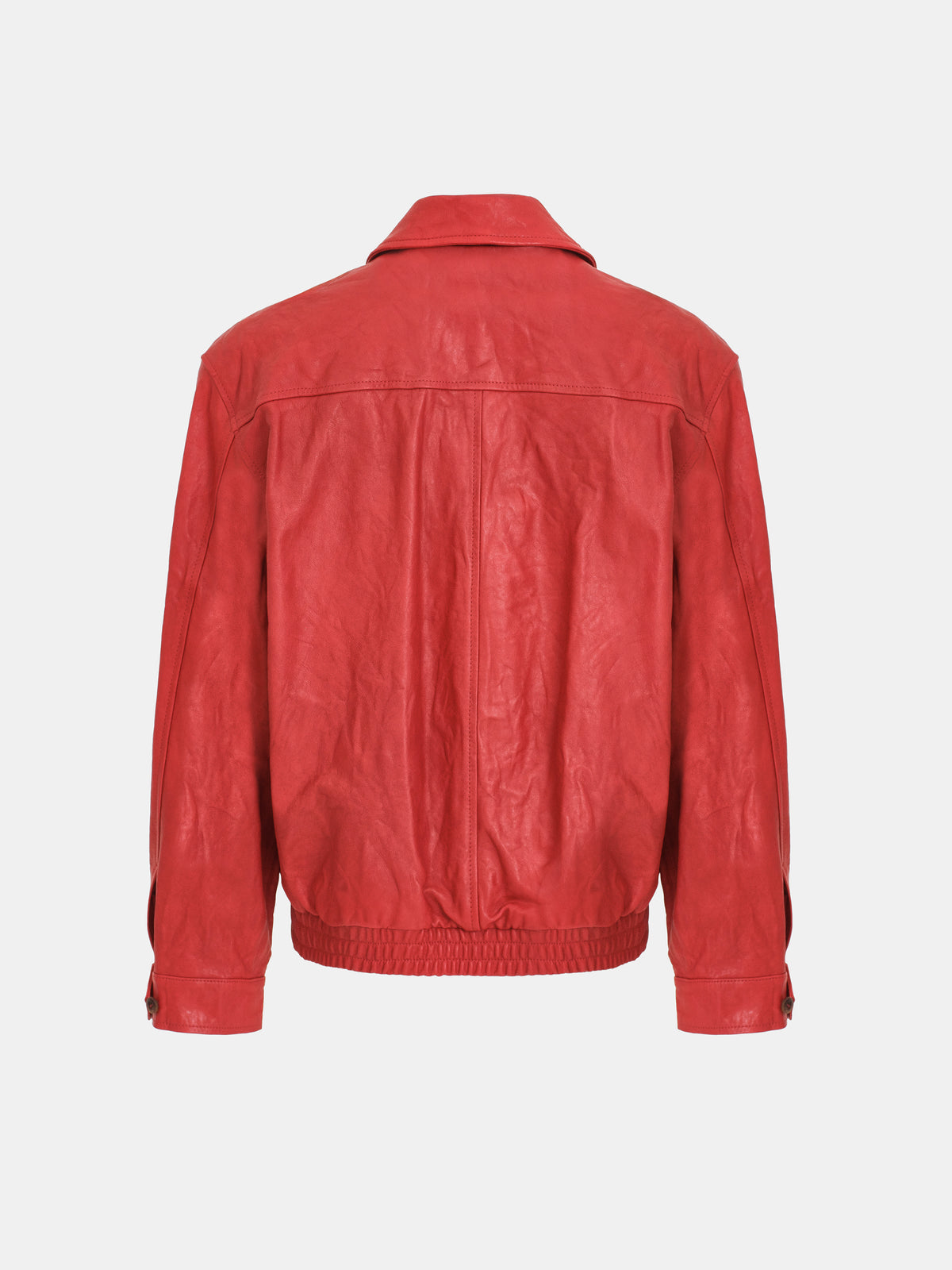 Rozi Crinkled Leather Jacket, Red