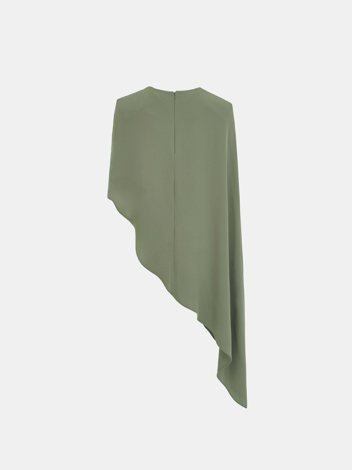 Amia Asymmetric Satin Blouse, Khaki