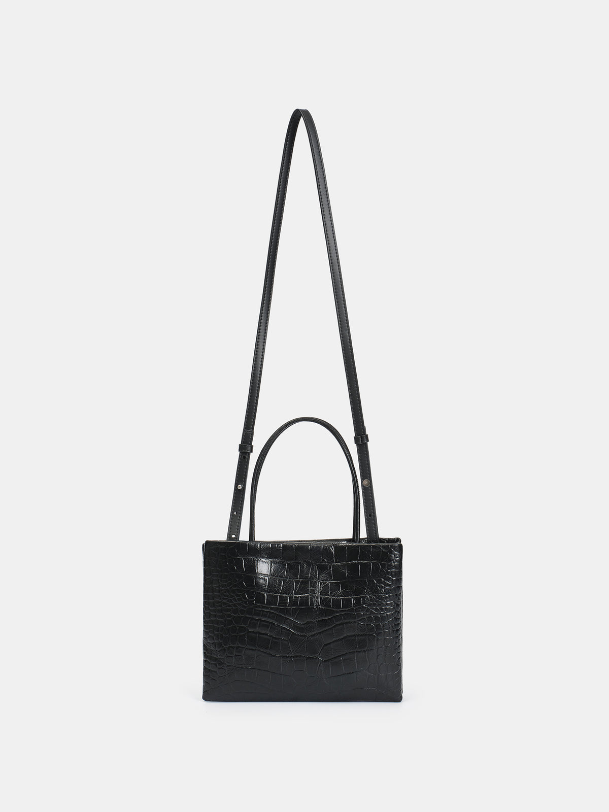 Sloane Croc-Effect Leather Mini Tote Bag, Black