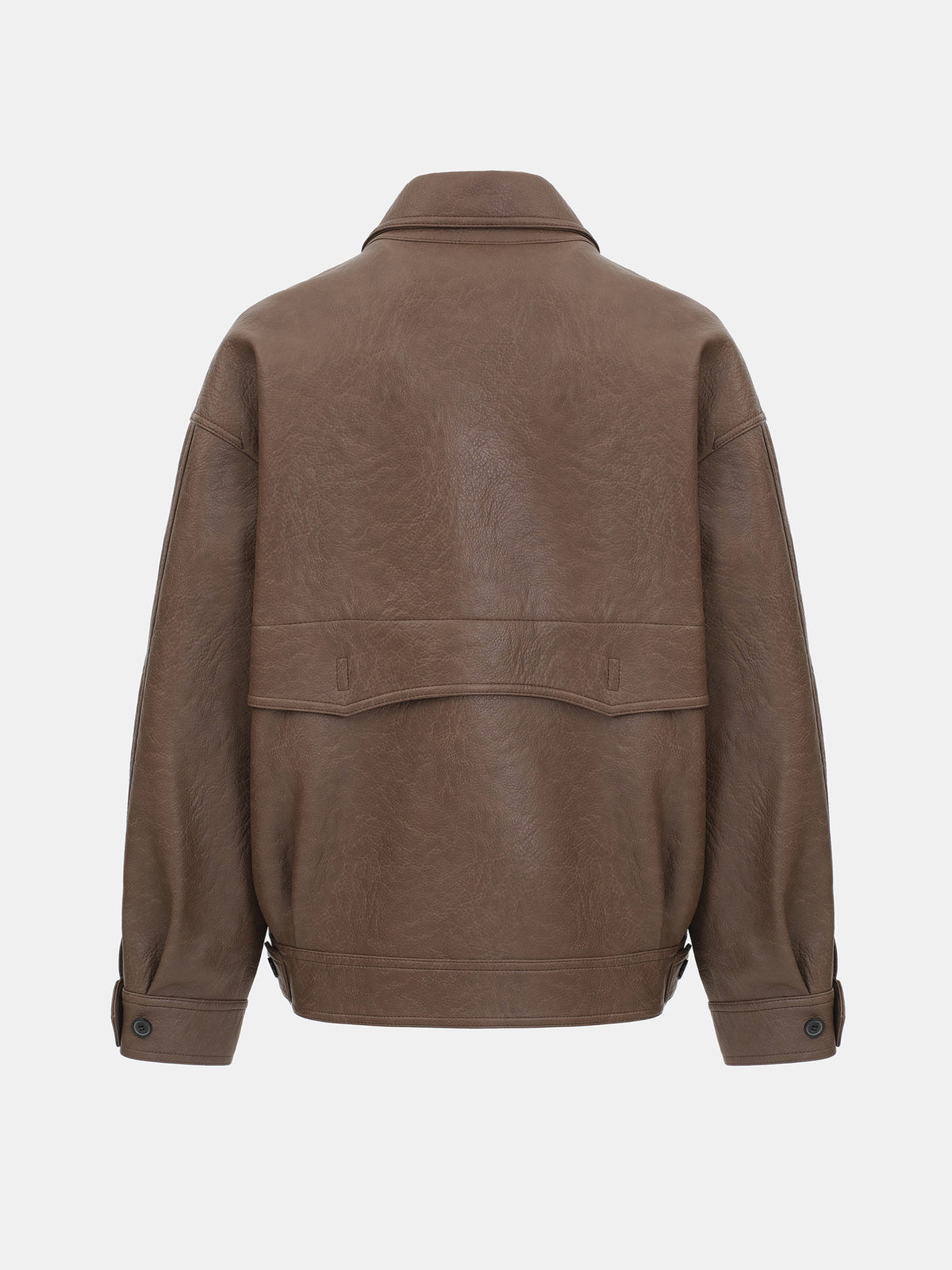 Vitellino Double Breasted Faux Leather Jacket, Brown