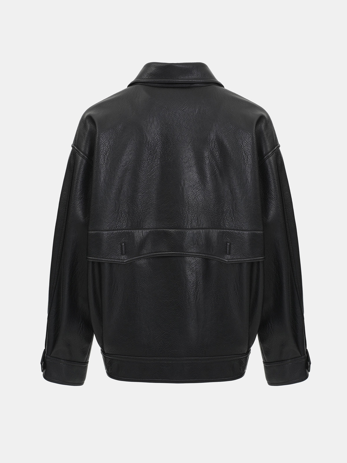 Vitellino Double Breasted Faux Leather Jacket, Black