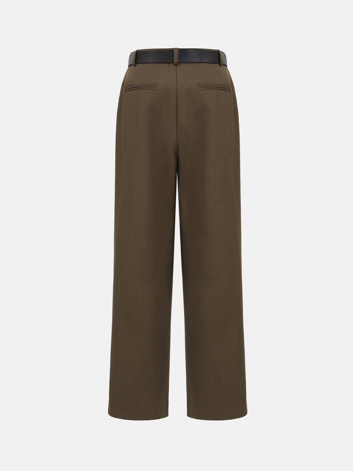 Matteo Belted Tuck Trousers, Brown