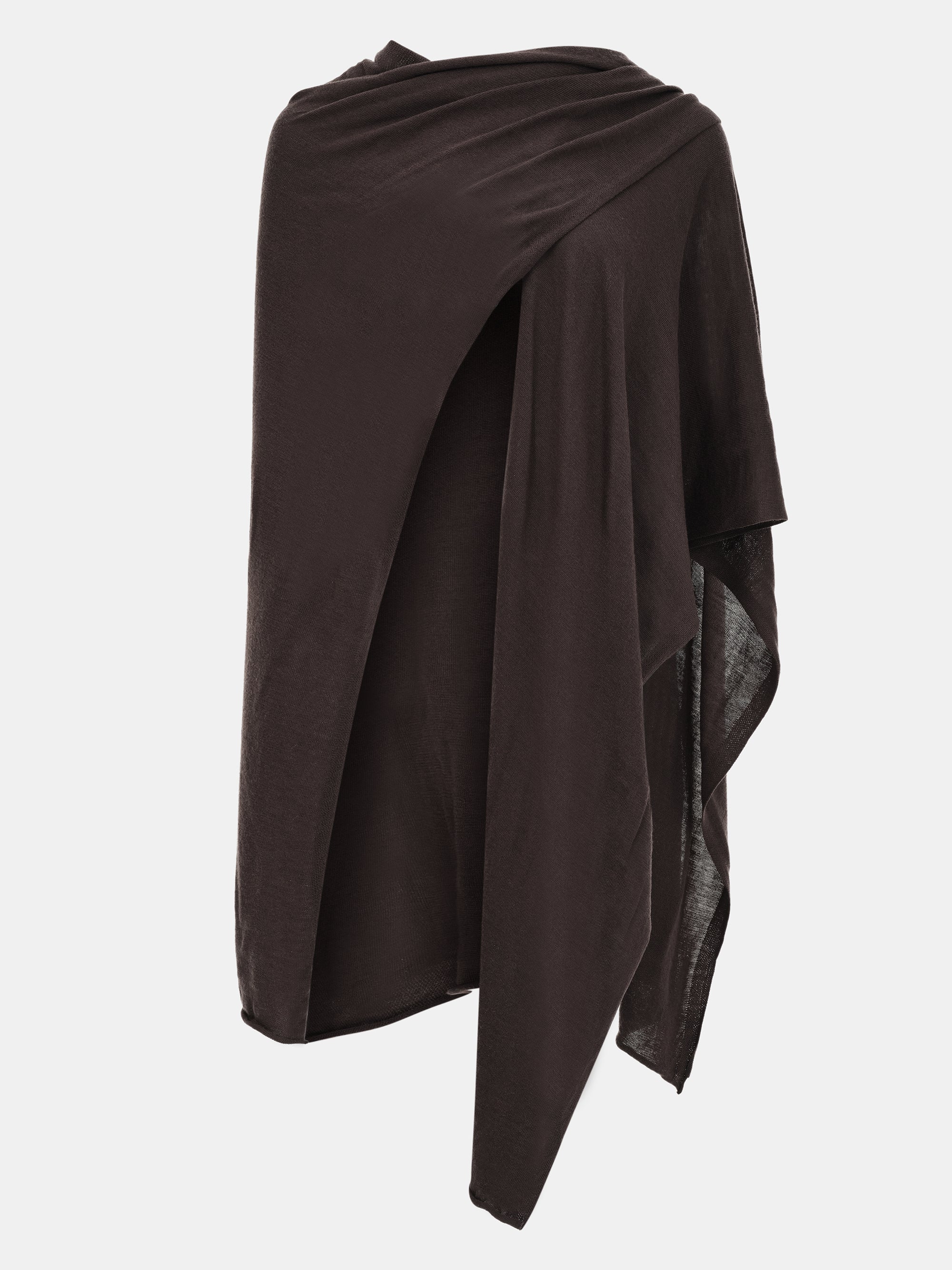 Wool-Blend Knit Shawl, Brown