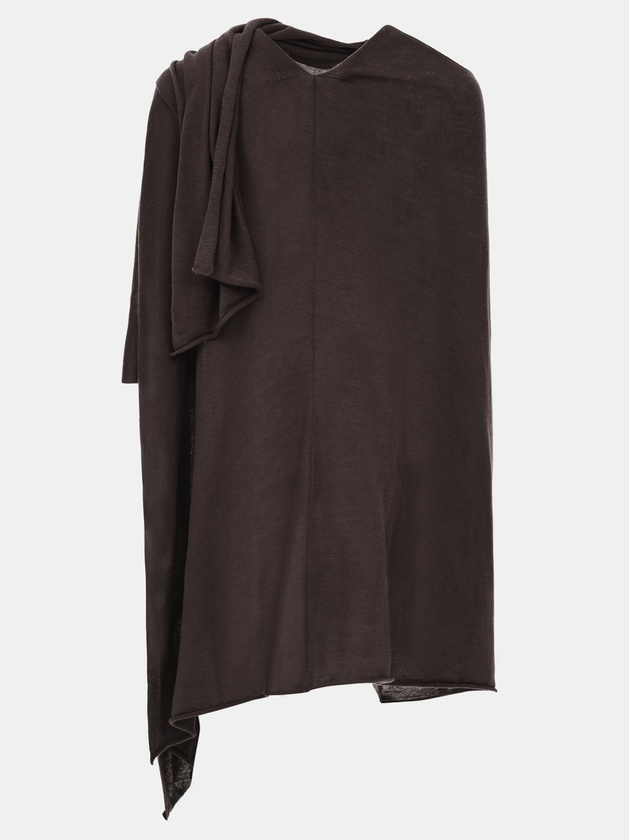 Wool-Blend Knit Shawl, Brown