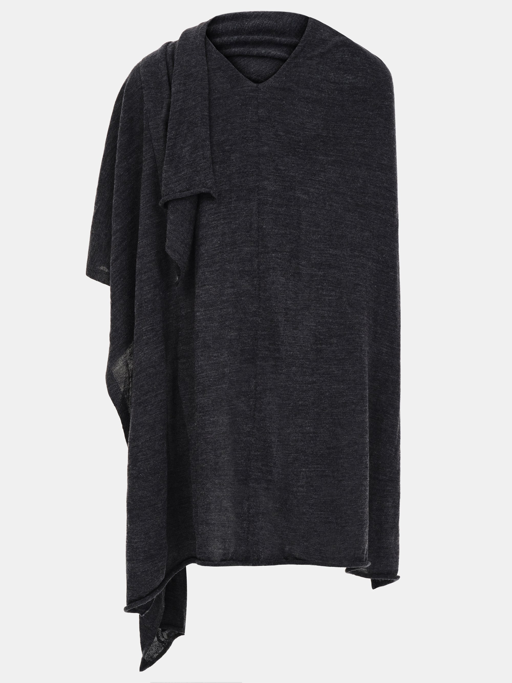 Wool-Blend Knit Shawl, Charcoal