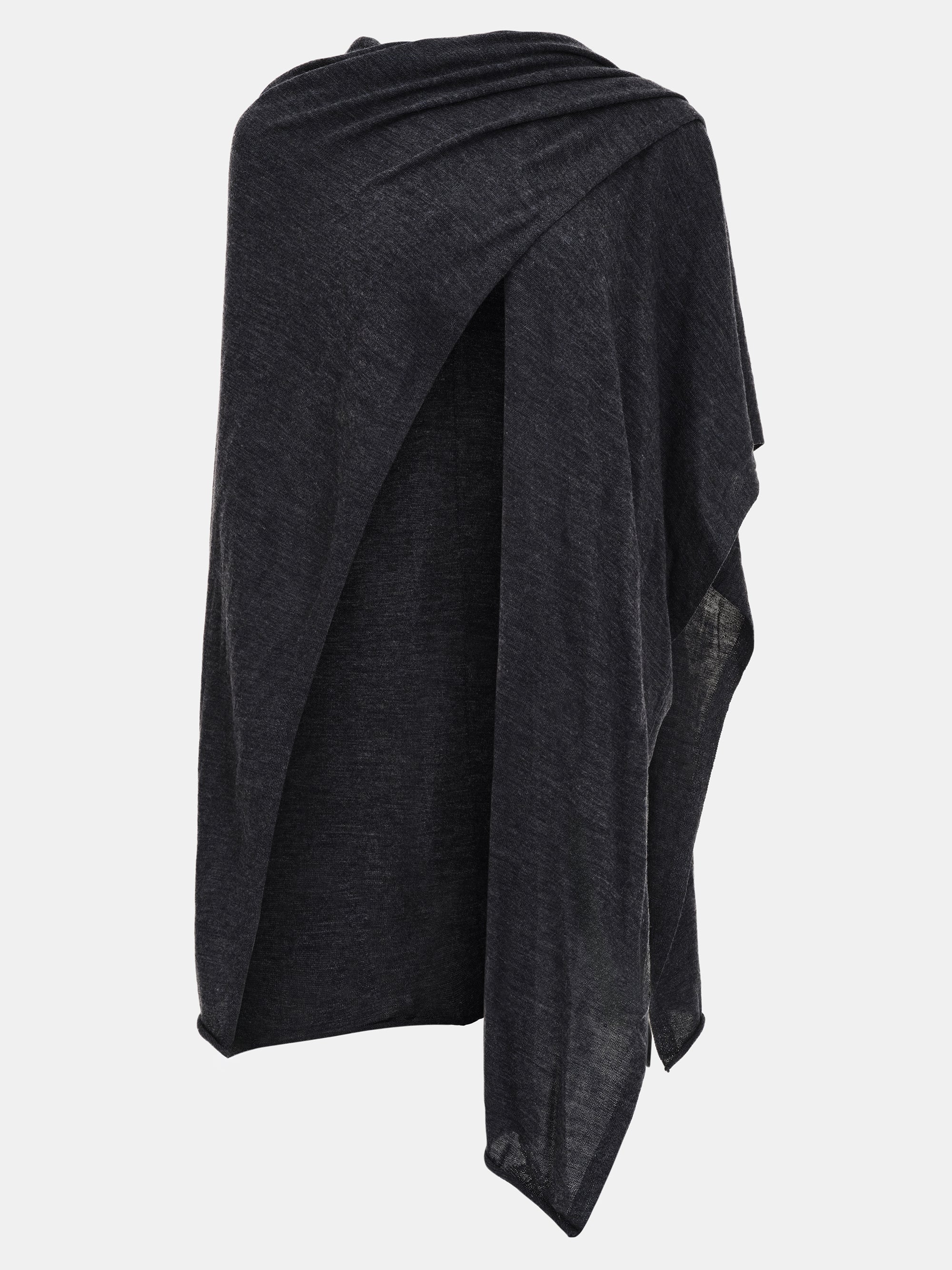 Wool-Blend Knit Shawl, Charcoal