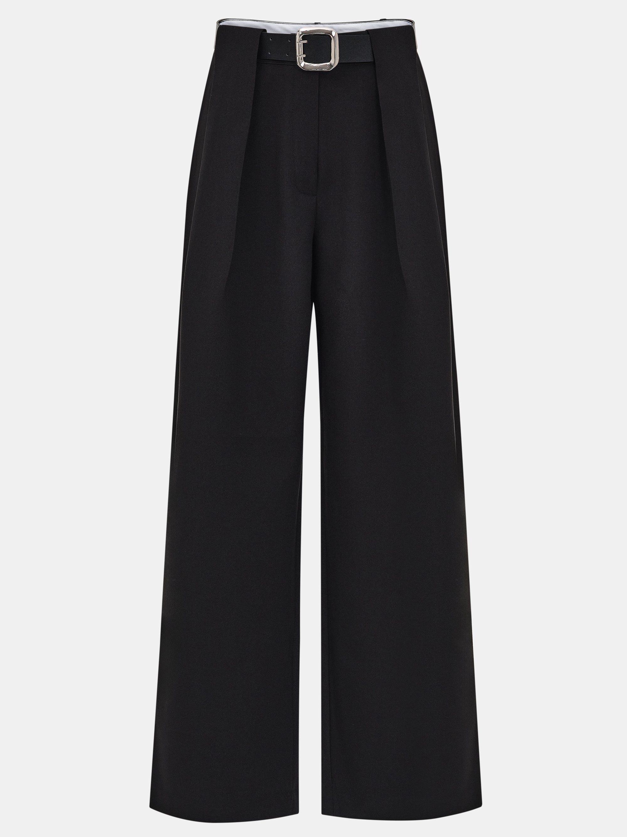 Matteo Belted Tuck Trousers, Black