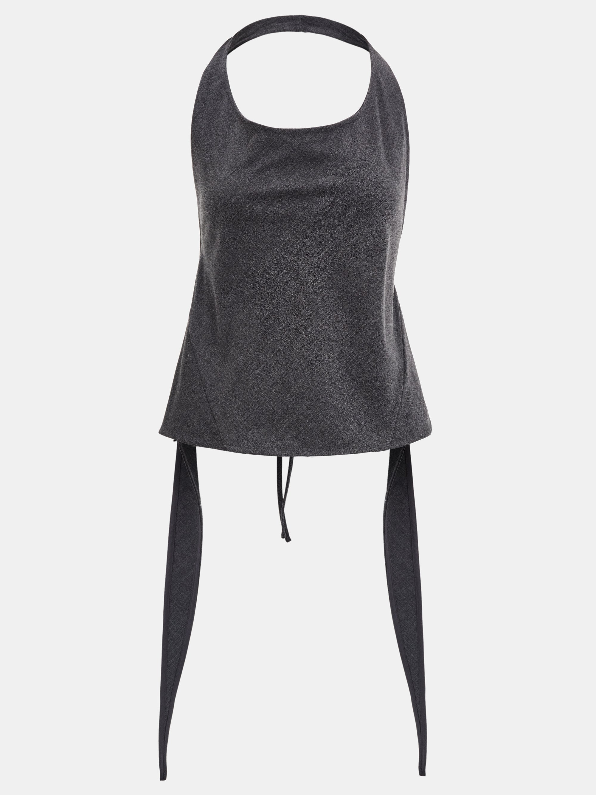 Hopsack Halter Top, Charcoal