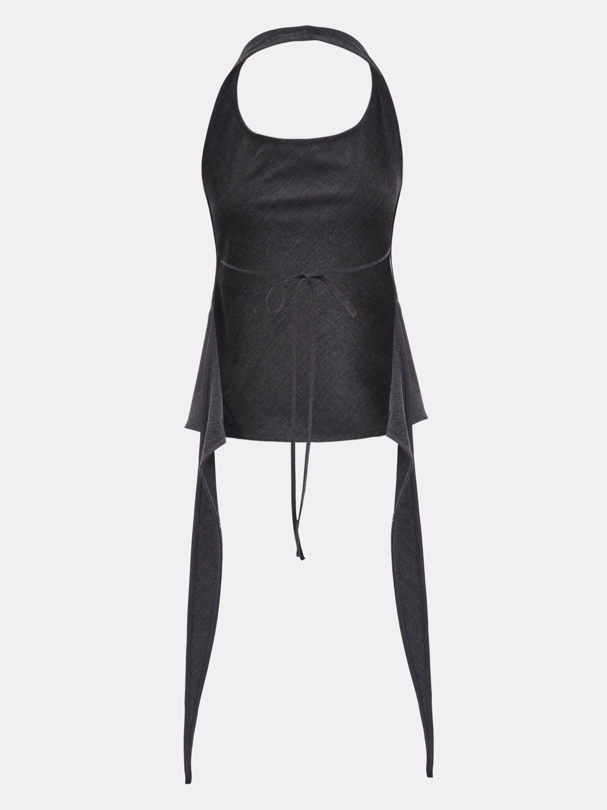 Hopsack Halter Top, Charcoal