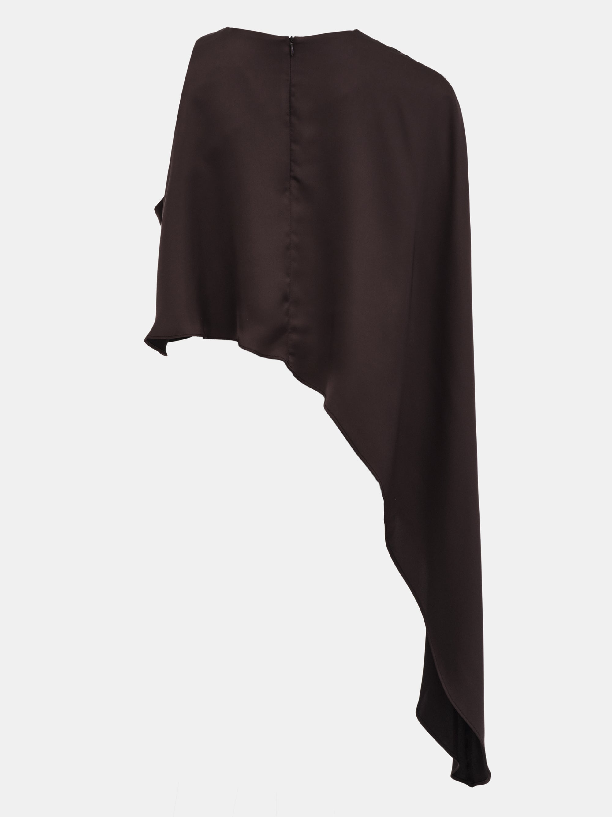 Satin-Effect One-Shoulder Top, Brown