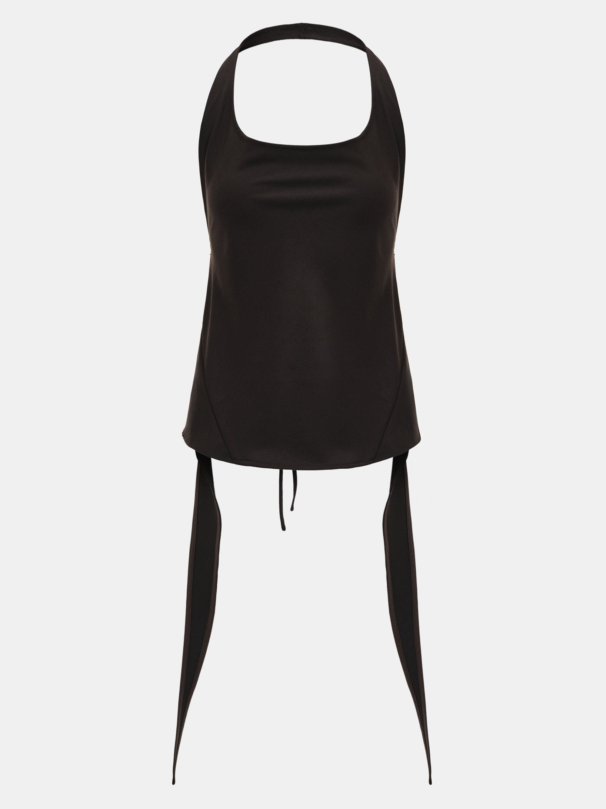 Hopsack Halter Top, Brown